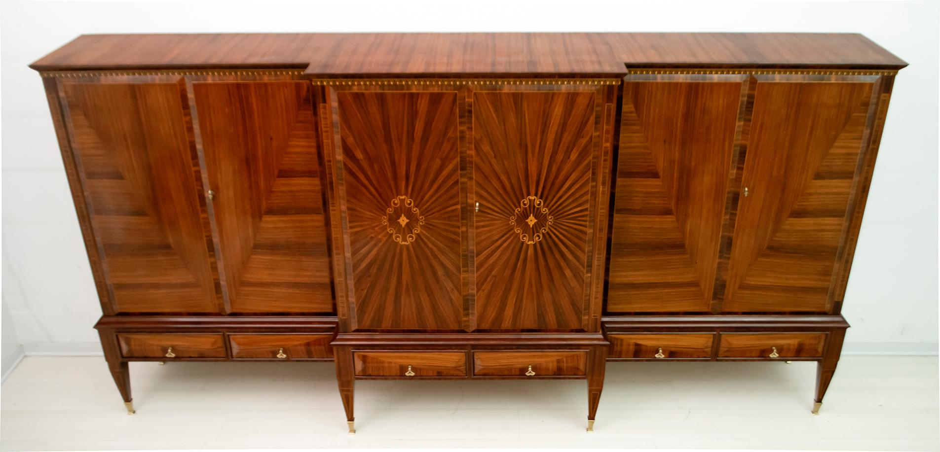 Paolo Buffa Mid-Century Modern Italian Maple Inlay Sideboard Cabinet Bar, 1950s 6