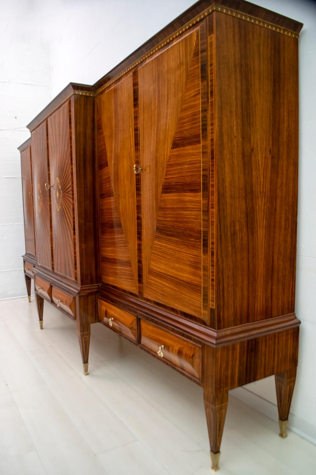 Paolo Buffa Mid-Century Modern Italian Maple Inlay Sideboard Cabinet Bar, 1950s 8