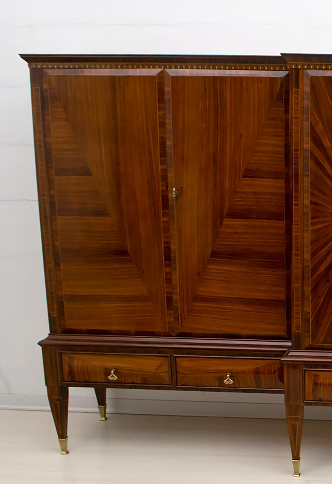 Mid-20th Century Paolo Buffa Mid-Century Modern Italian Maple Inlay Sideboard Cabinet Bar, 1950s
