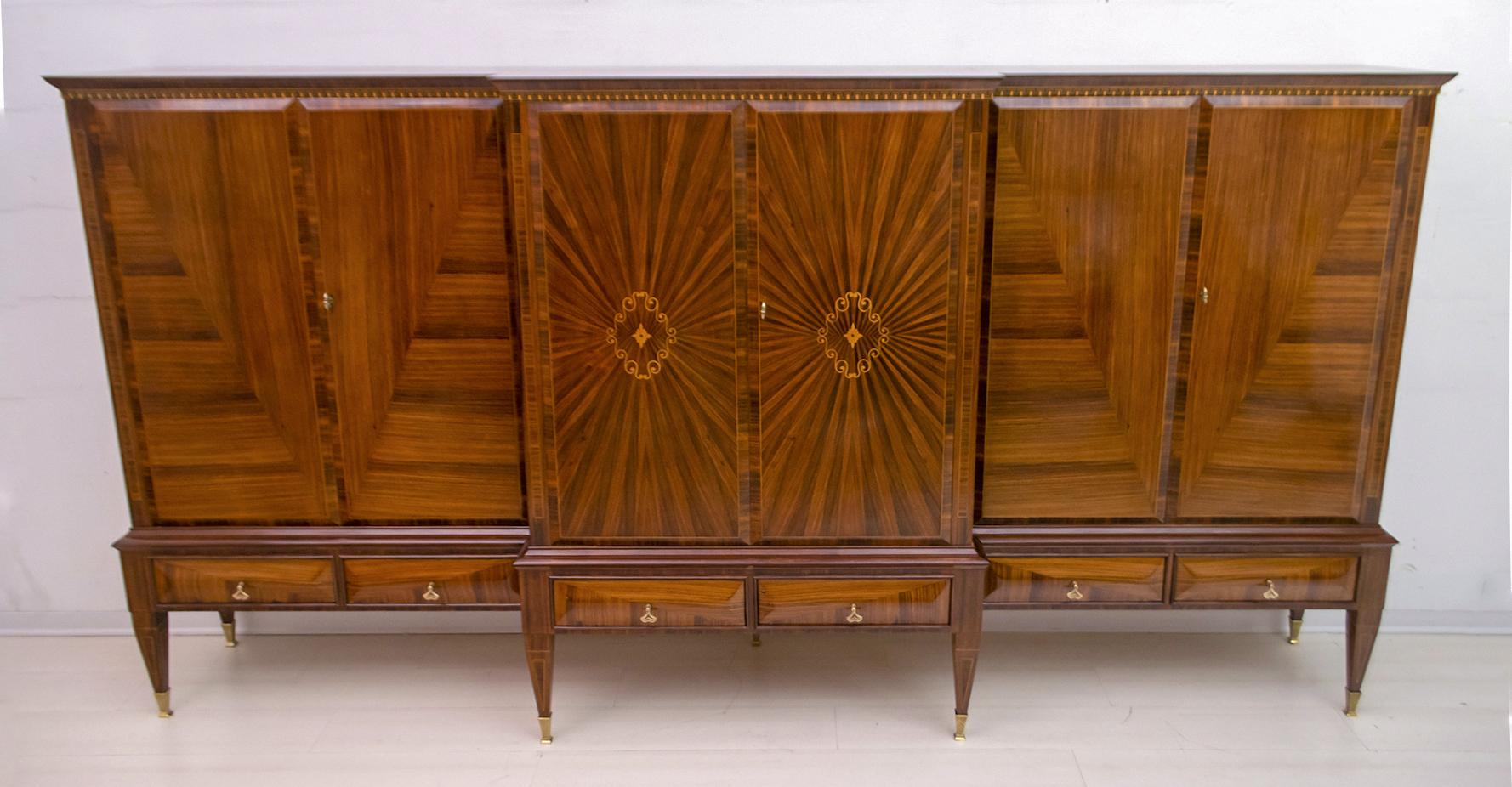 Paolo Buffa Mid-Century Modern Italian Maple Inlay Sideboard Cabinet Bar, 1950s 2