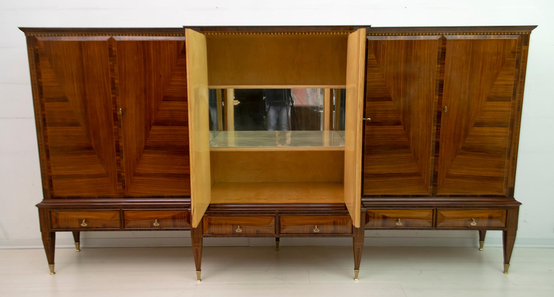 Paolo Buffa Mid-Century Modern Italian Maple Inlay Sideboard Cabinet Bar, 1950s 4