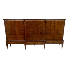 Paolo Buffa Mid-Century Modern Italian Maple Inlay Sideboard Cabinet Bar, 1950s