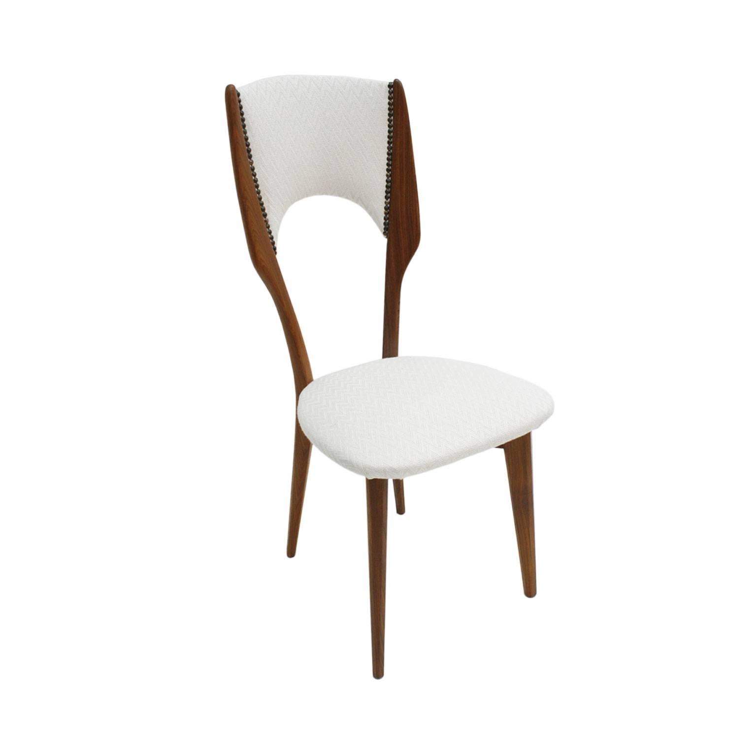 Mid-20th Century Paolo Buffa Mid-Century Modern Italian Rosewood and White Cotton Fabric Chairs