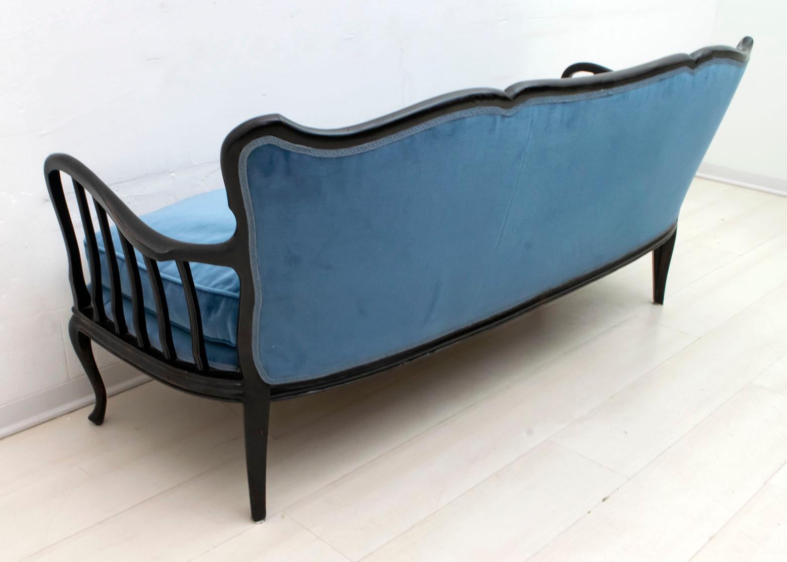 Paolo Buffa Mid-Century Modern Italian Velvet Sofa, 1950s For Sale 6