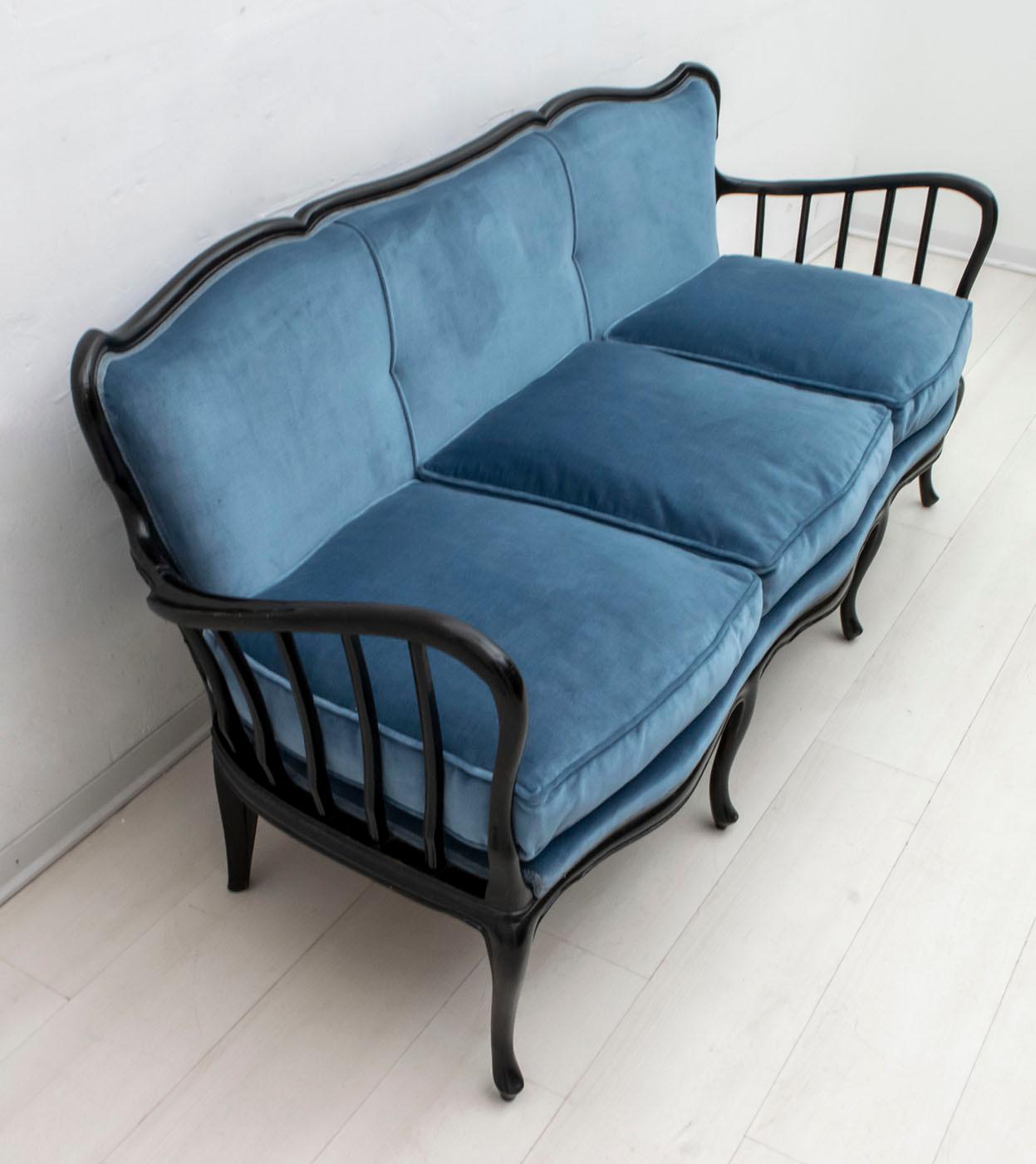 Mid-20th Century Paolo Buffa Mid-Century Modern Italian Velvet Sofa, 1950s For Sale