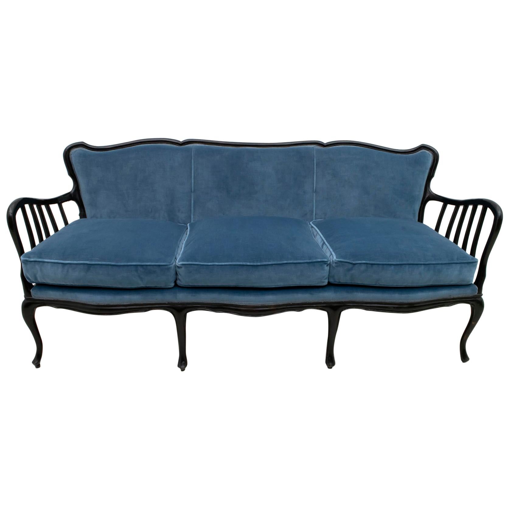 Paolo Buffa Mid-Century Modern Italian Velvet Sofa, 1950s