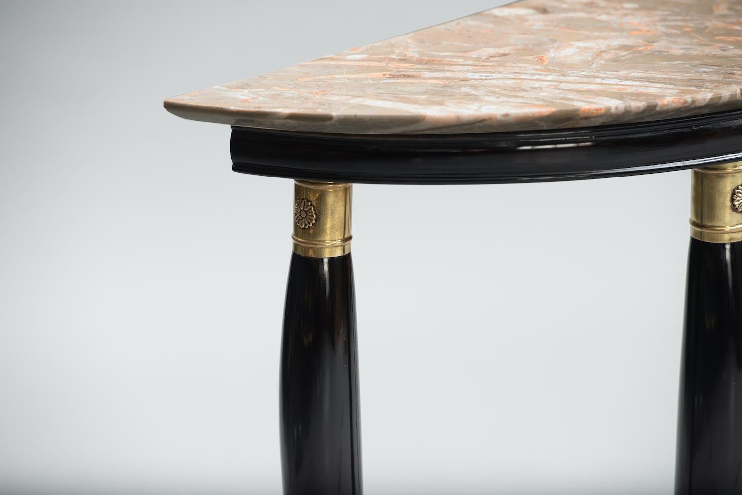 Ebonized Mid-Century Modern Marble-Top Console attributed to Paolo Buffa, circa 1948