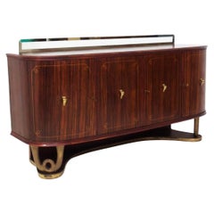 Paolo Buffa Mid-Century Sideboard in Brass, Wood and Glass (Attr.)
