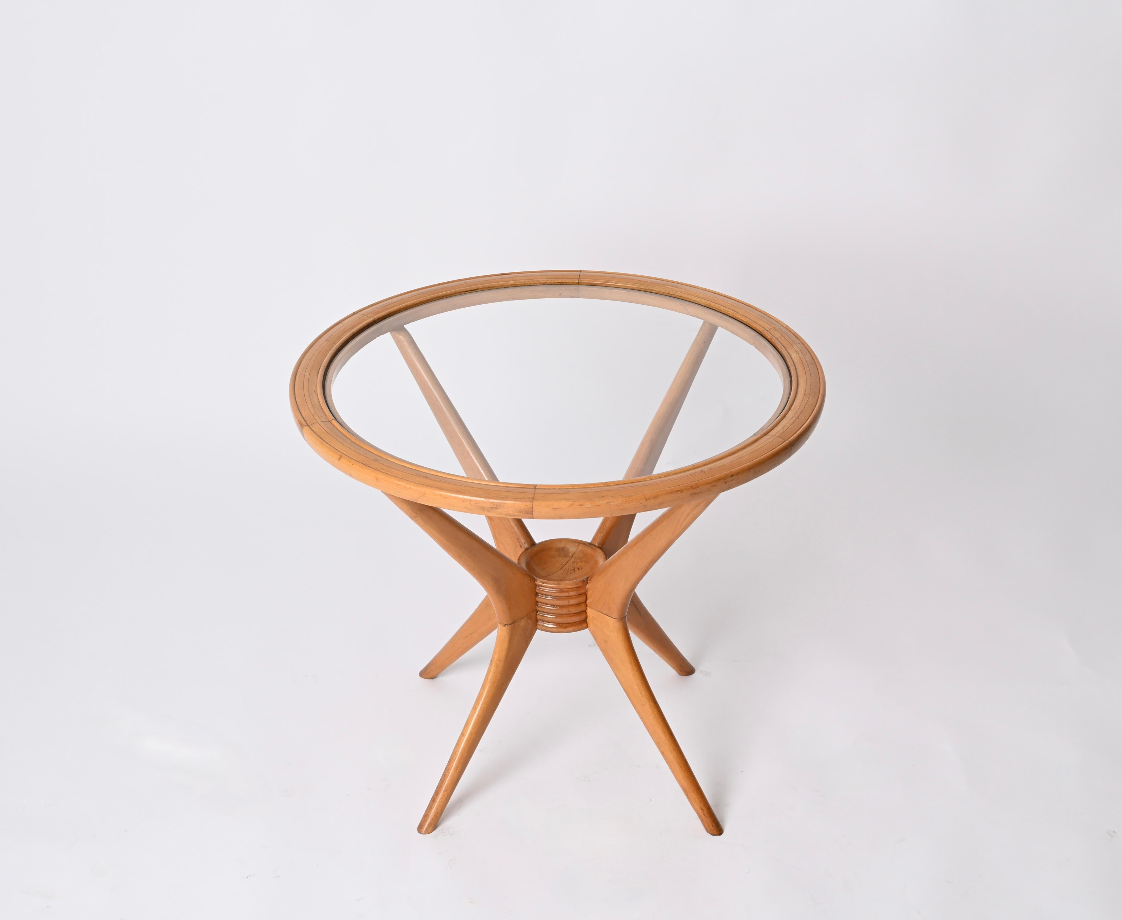 Table basse ronde italienne en bois de hêtre pour Brugnoli, années 1950 en vente 5