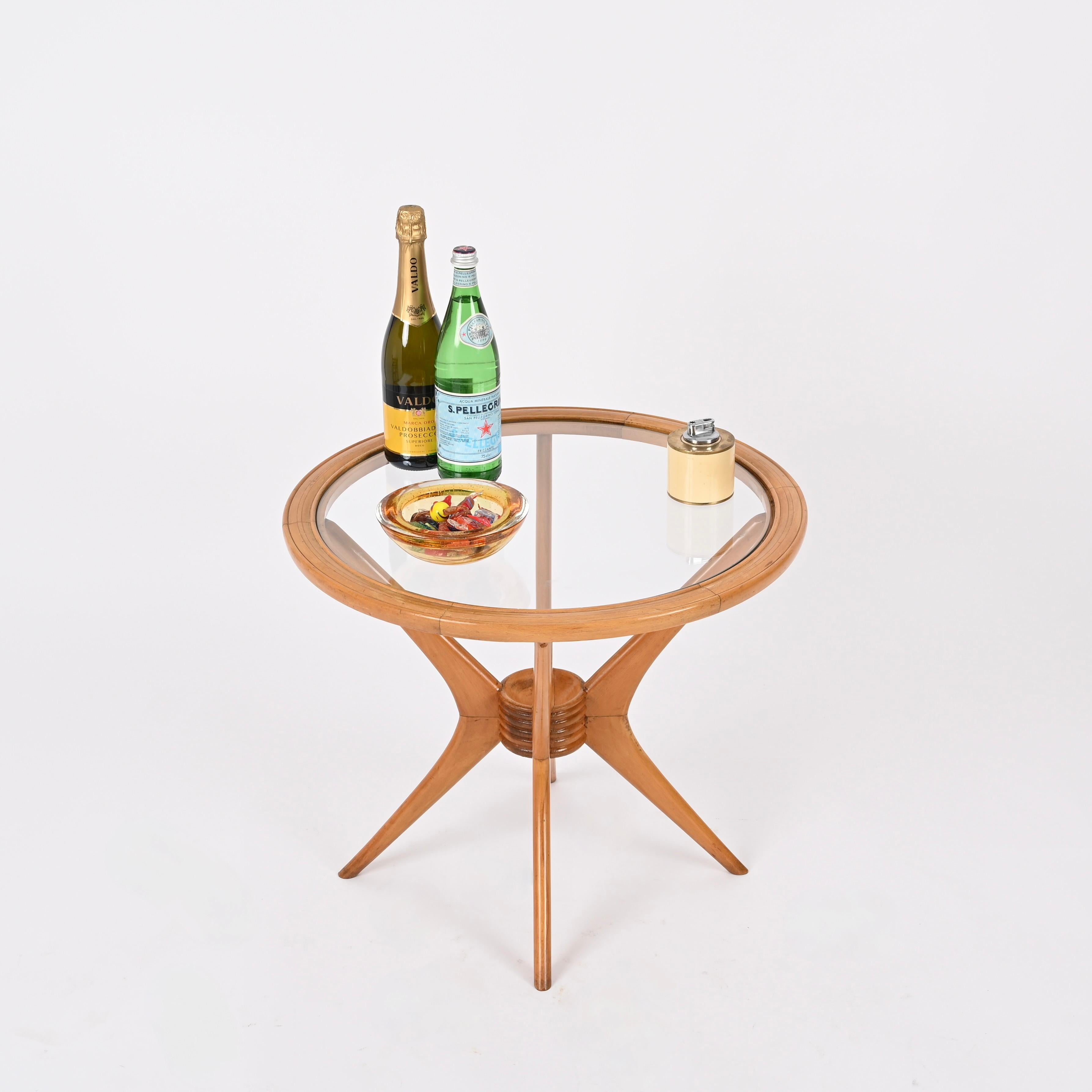 Paolo Buffa Midcentury Beechwood Italian Round Coffee Table for Brugnoli, 1950s For Sale 6