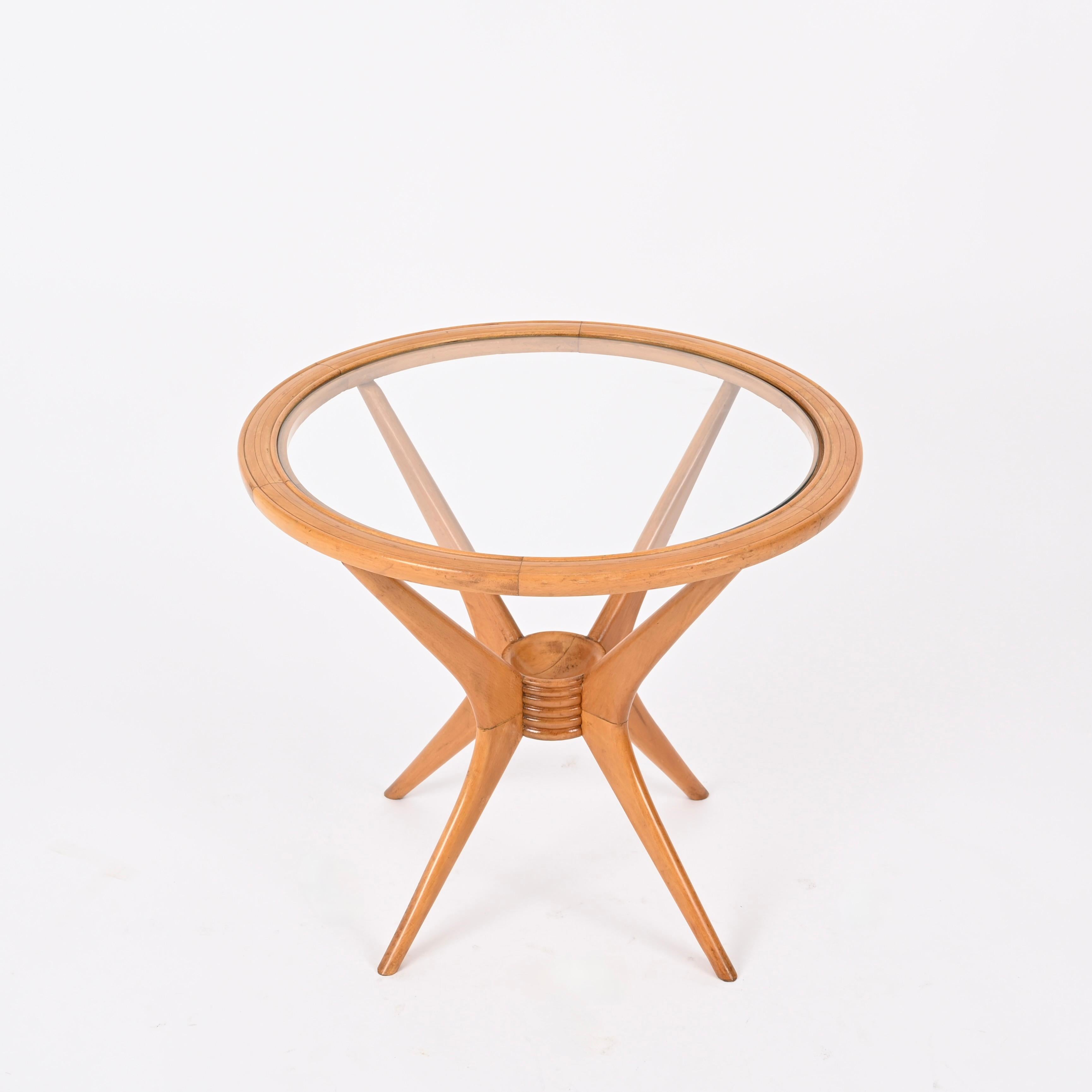 Paolo Buffa Midcentury Beechwood Italian Round Coffee Table for Brugnoli, 1950s For Sale 2