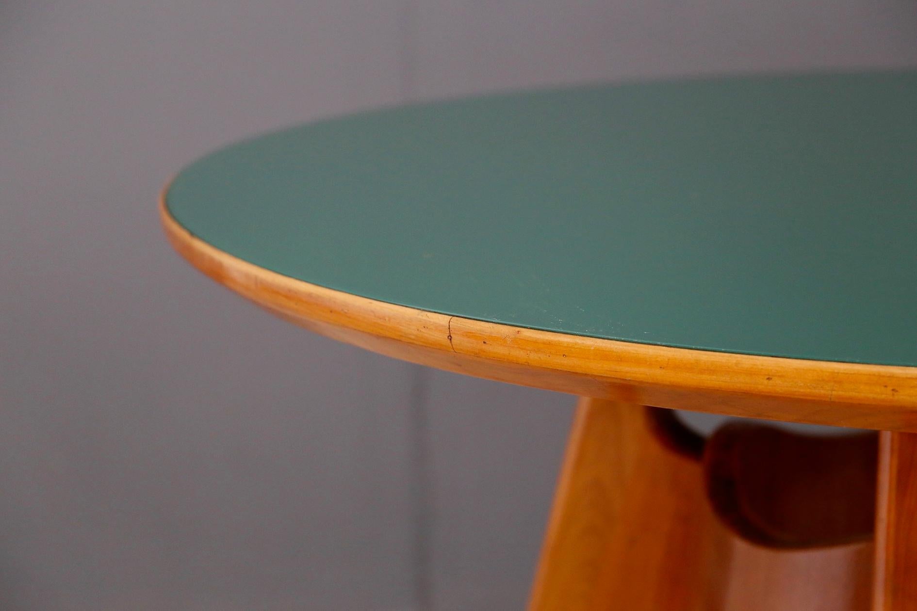 Italian Paolo Buffa Midcentury Dining Table with Green Glass Top, 1940s