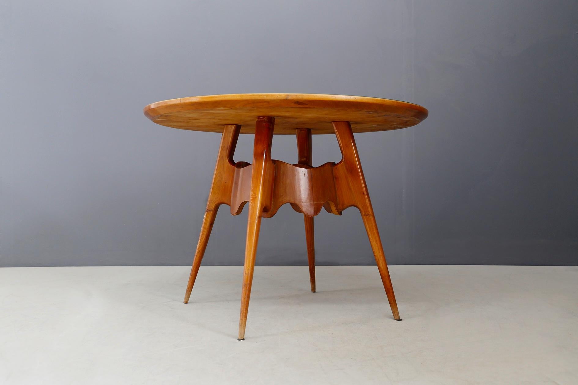 Mid-20th Century Paolo Buffa Midcentury Dining Table with Green Glass Top, 1940s