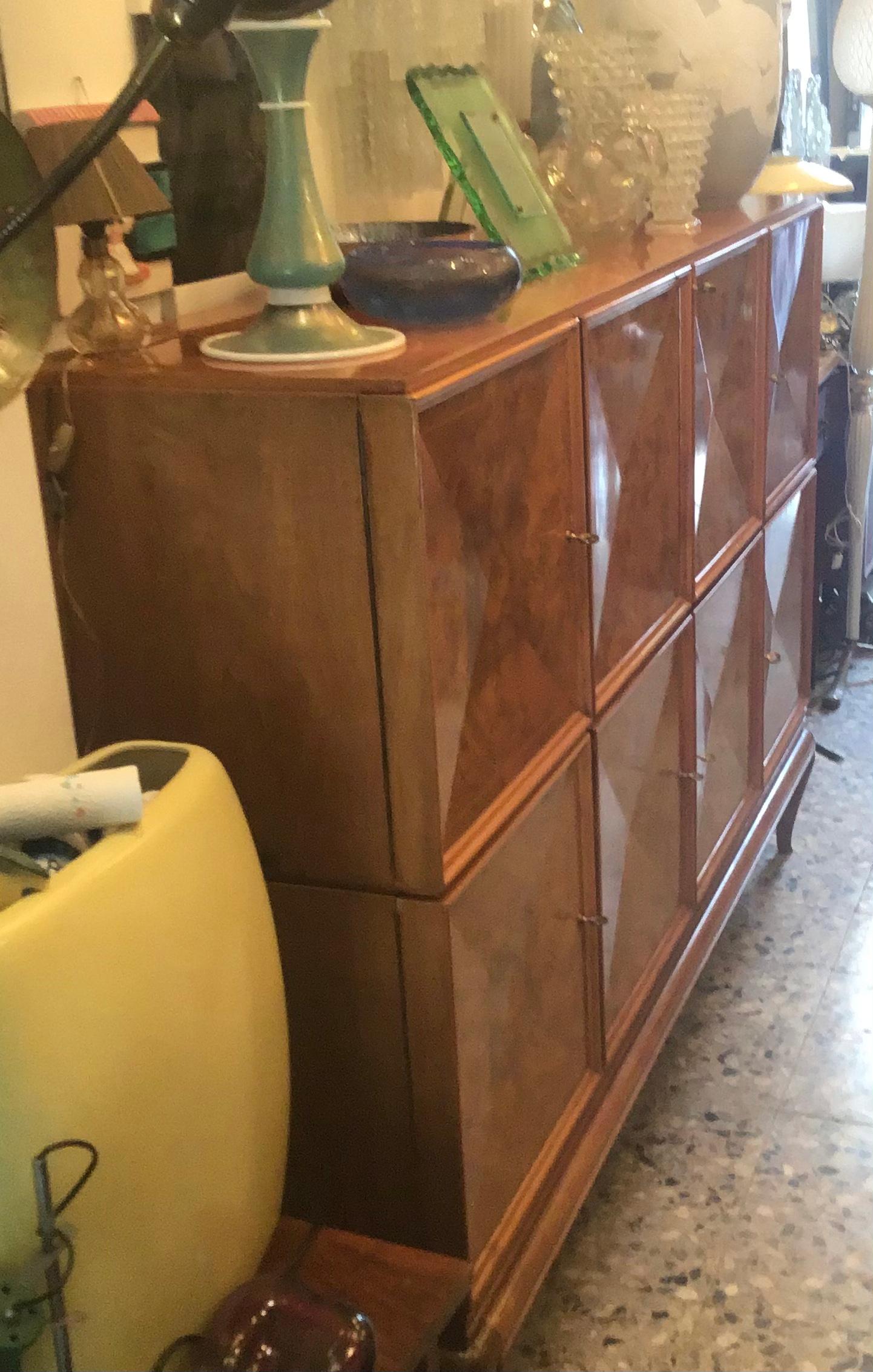 Paolo Buffa Mobile Bar / Container Walnut Root Brass 1950 Italy For Sale 4
