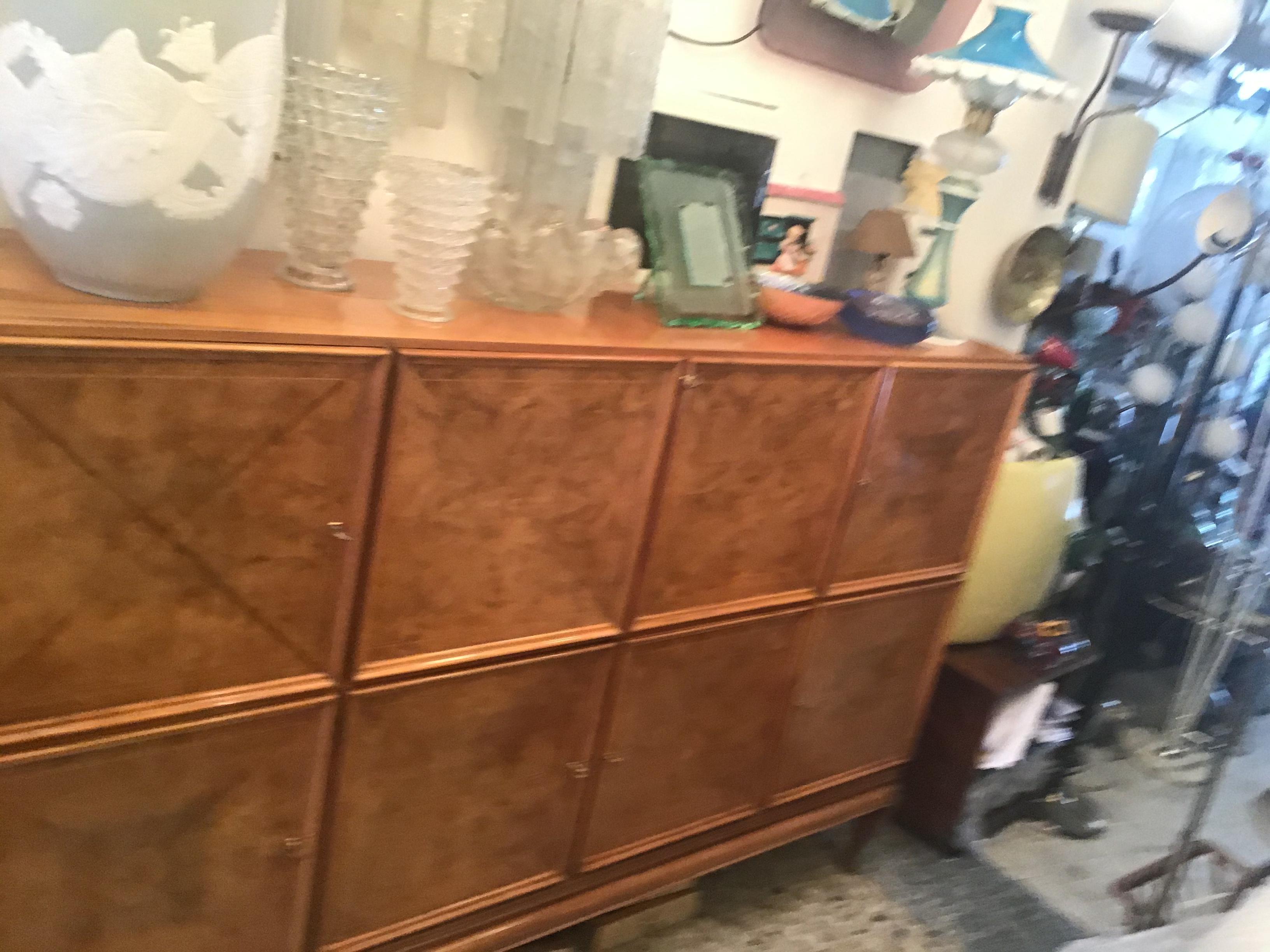 Mid-20th Century Paolo Buffa Mobile Bar / Container Walnut Root Brass 1950 Italy For Sale