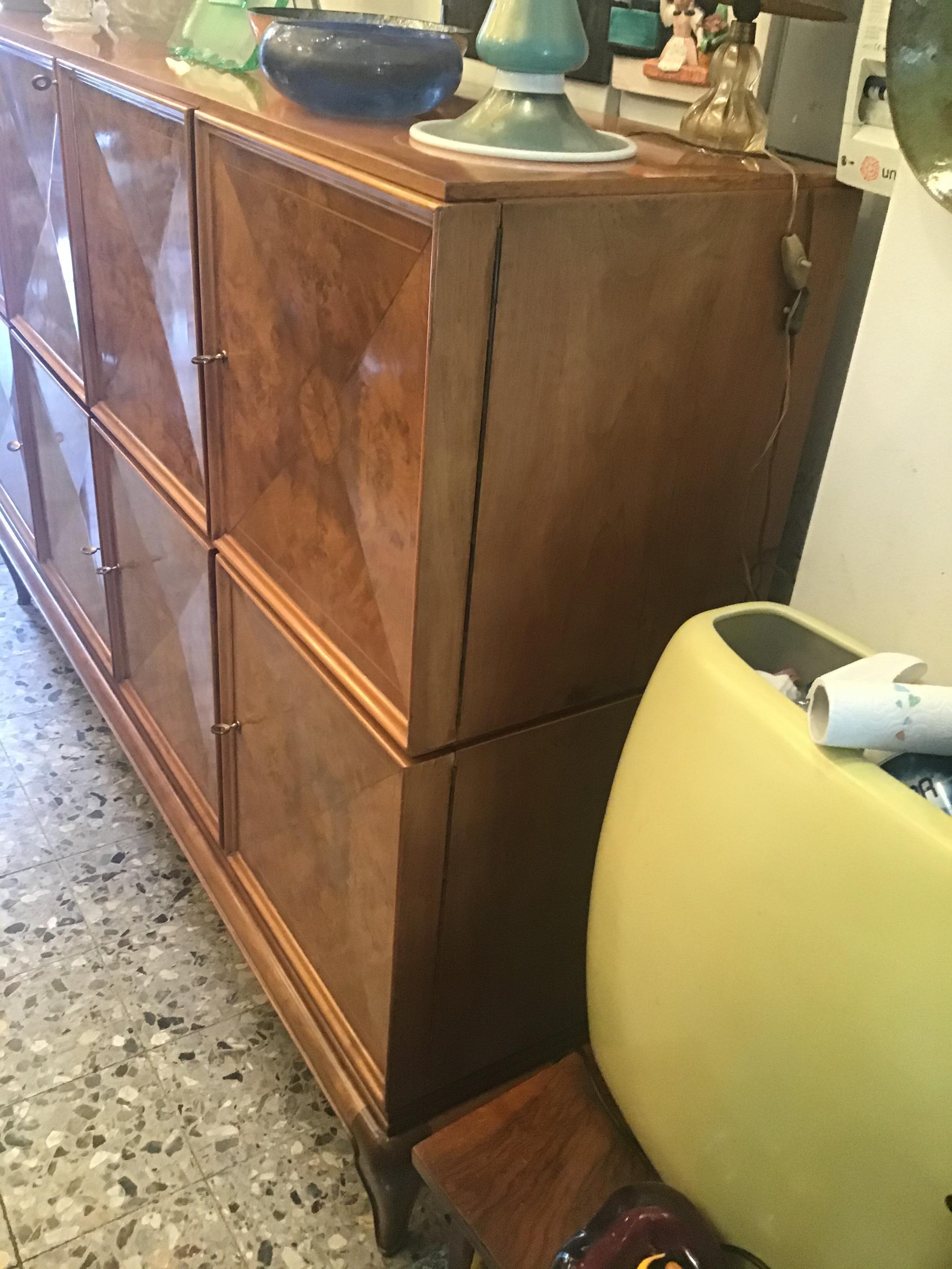 Paolo Buffa Mobile Bar / Container Walnut Root Brass 1950 Italy For Sale 2