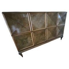 Paolo Buffa Barschrank / Container Nussbaumwurzel Messing 1950er Jahre Italien