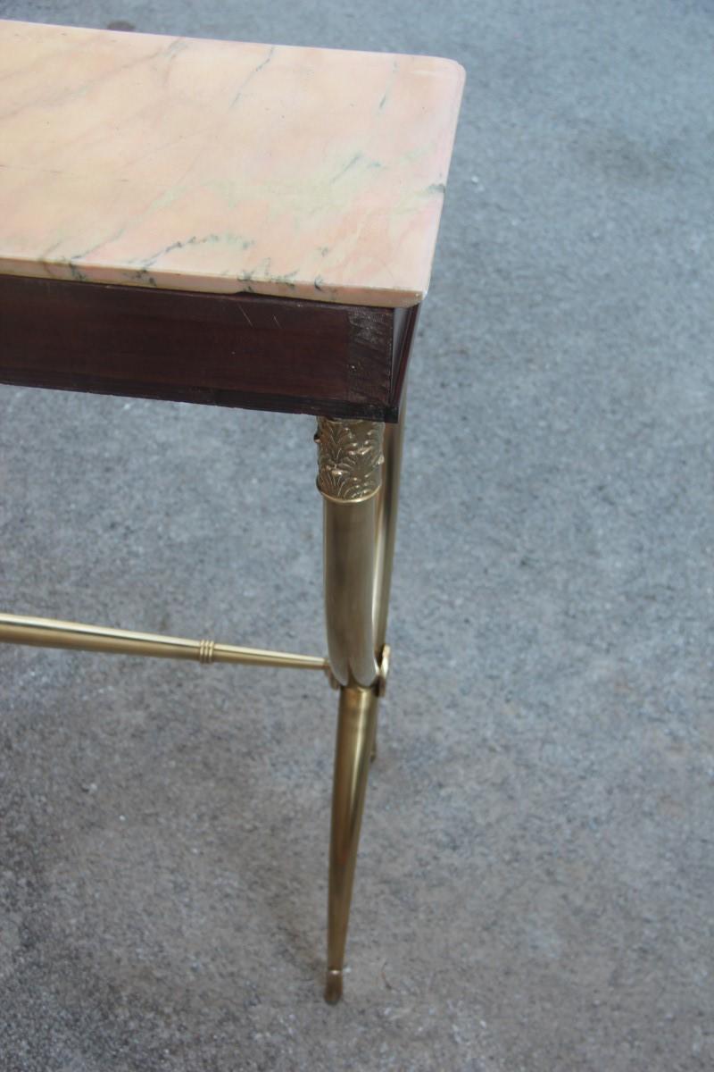 Paolo Buffa Neoclassic Console Midcentury Mahogany Marble Brass Feet, 1950 In Good Condition In Palermo, Sicily