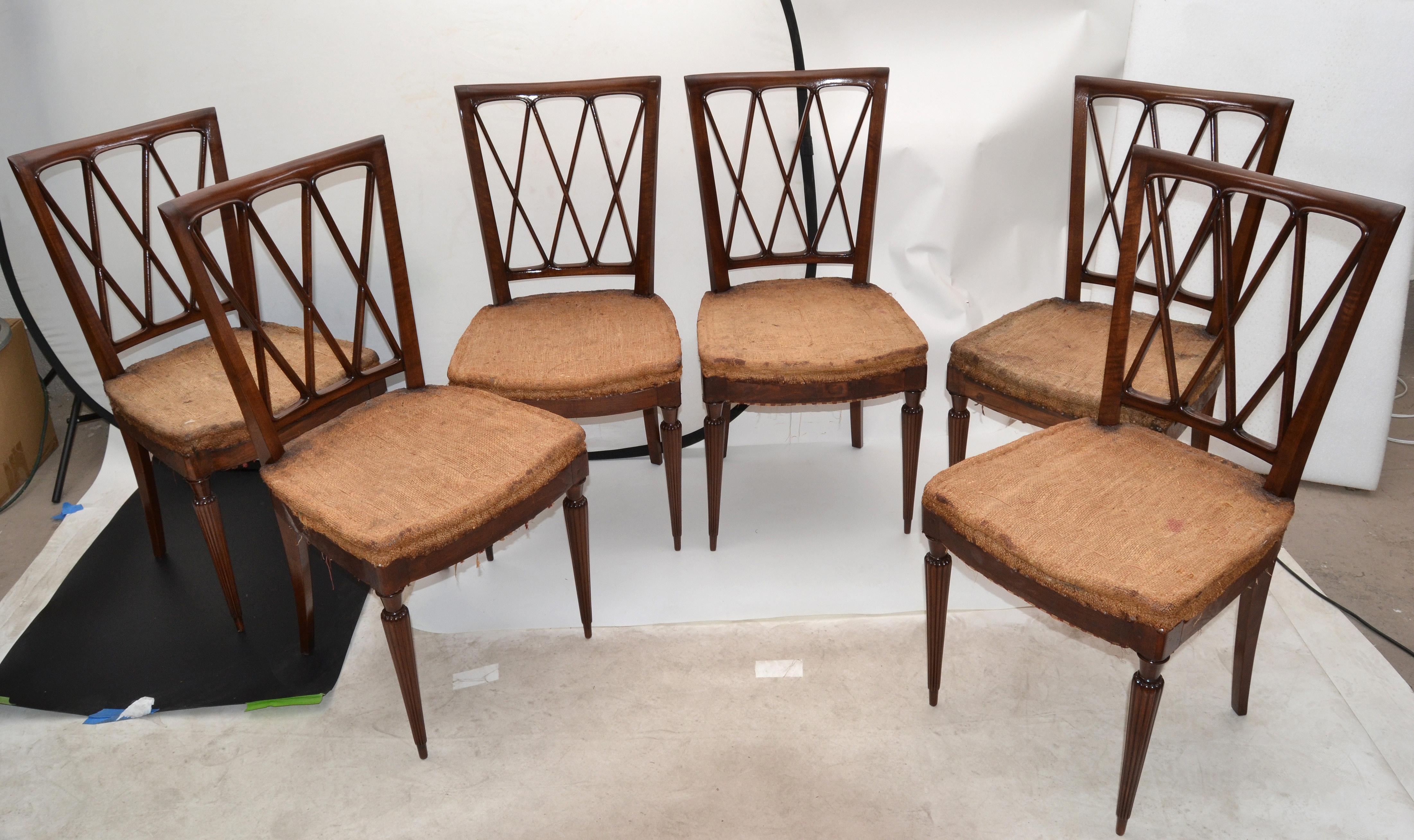 Paolo Buffa Neoclassical Cherrywood Dining Chairs 1940 Italy Set of Six 2