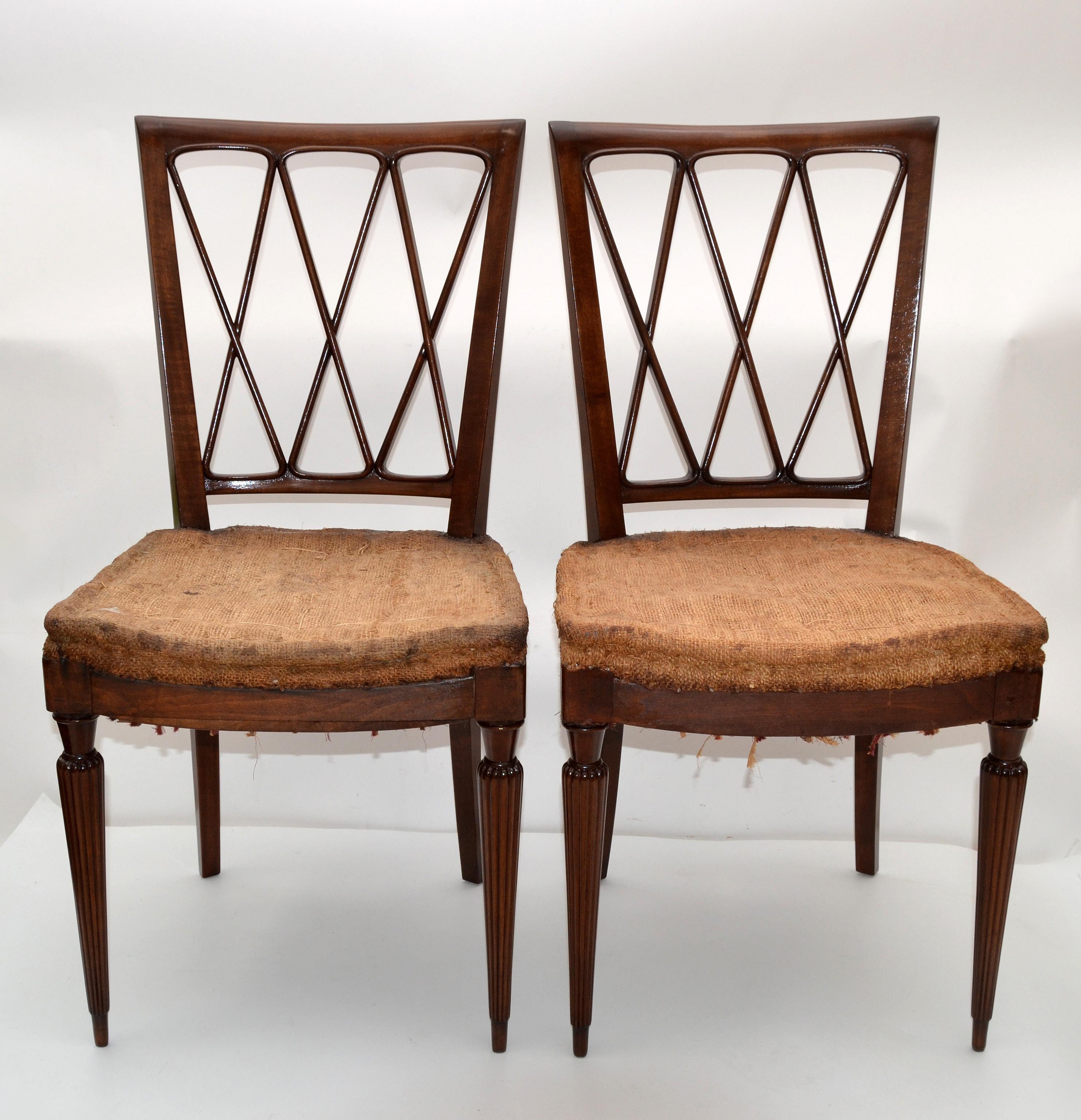 Italian Paolo Buffa Neoclassical Cherrywood Dining Chairs 1940 Italy Set of Six