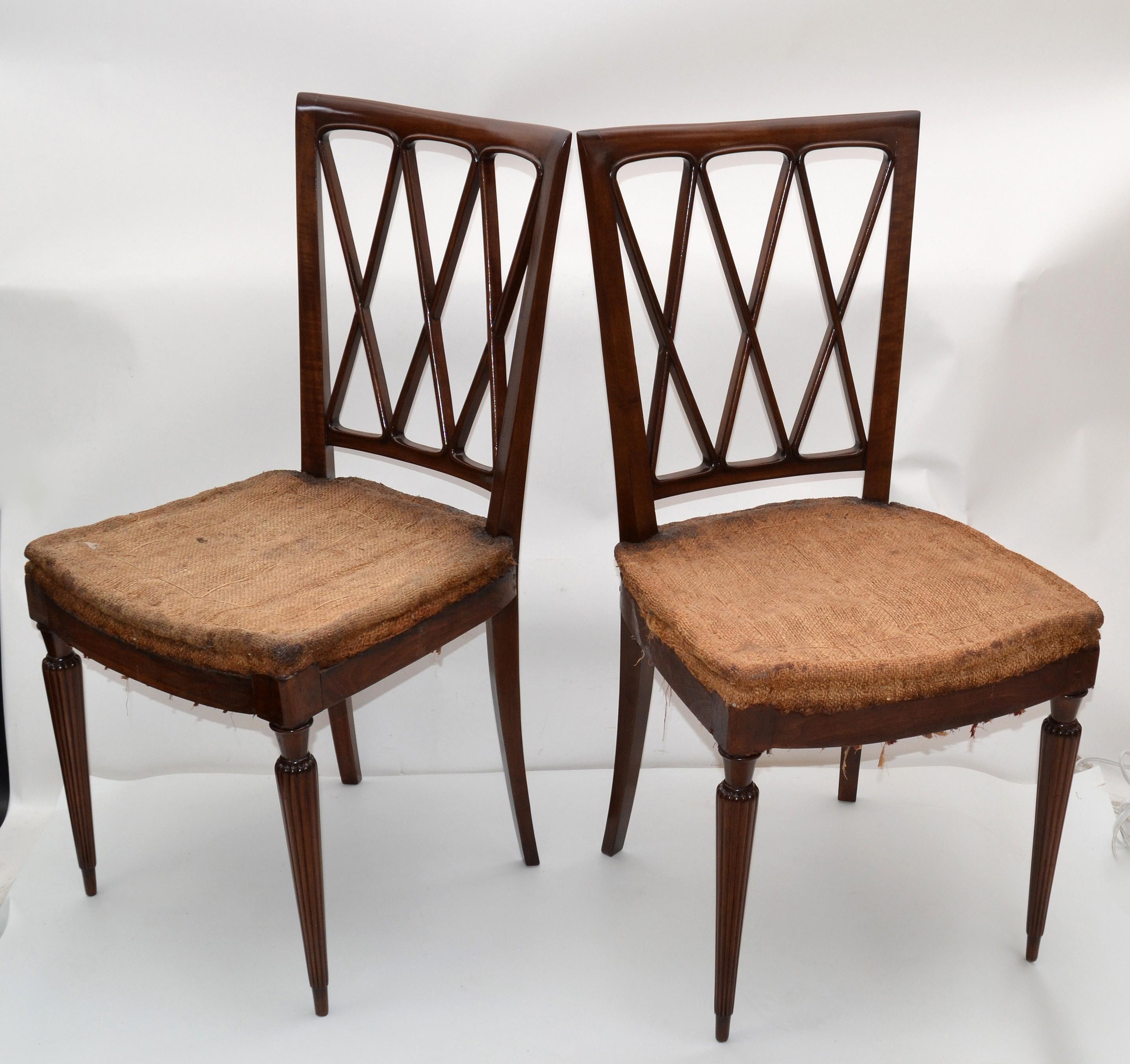 Paolo Buffa Neoclassical Cherrywood Dining Chairs 1940 Italy Set of Six In Good Condition In Miami, FL