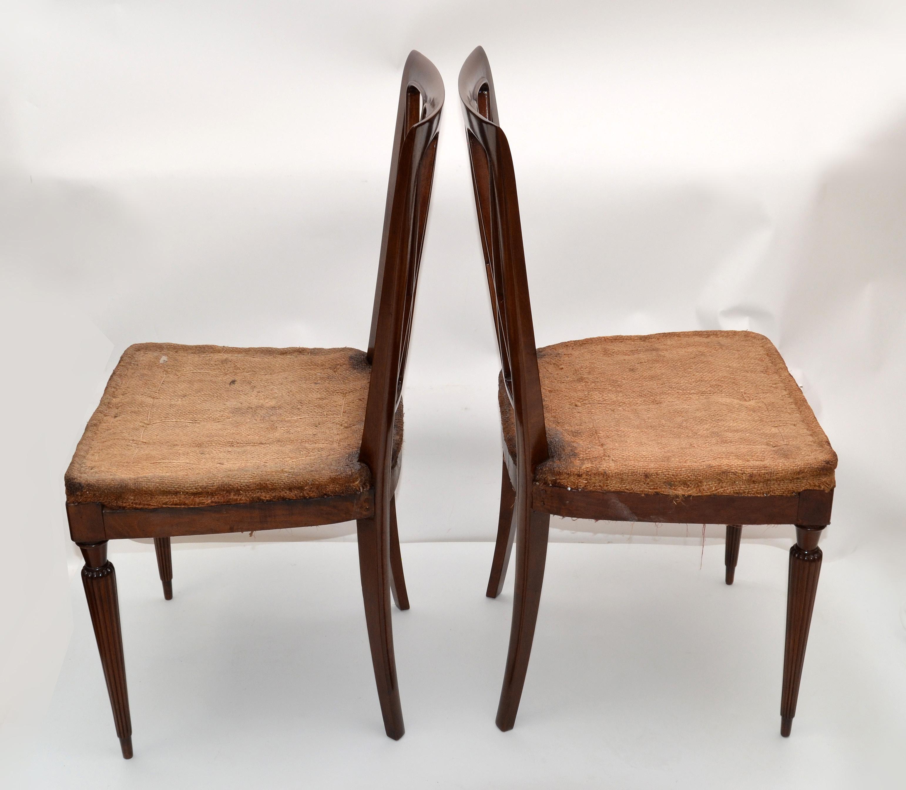 Mid-20th Century Paolo Buffa Neoclassical Cherrywood Dining Chairs 1940 Italy Set of Six