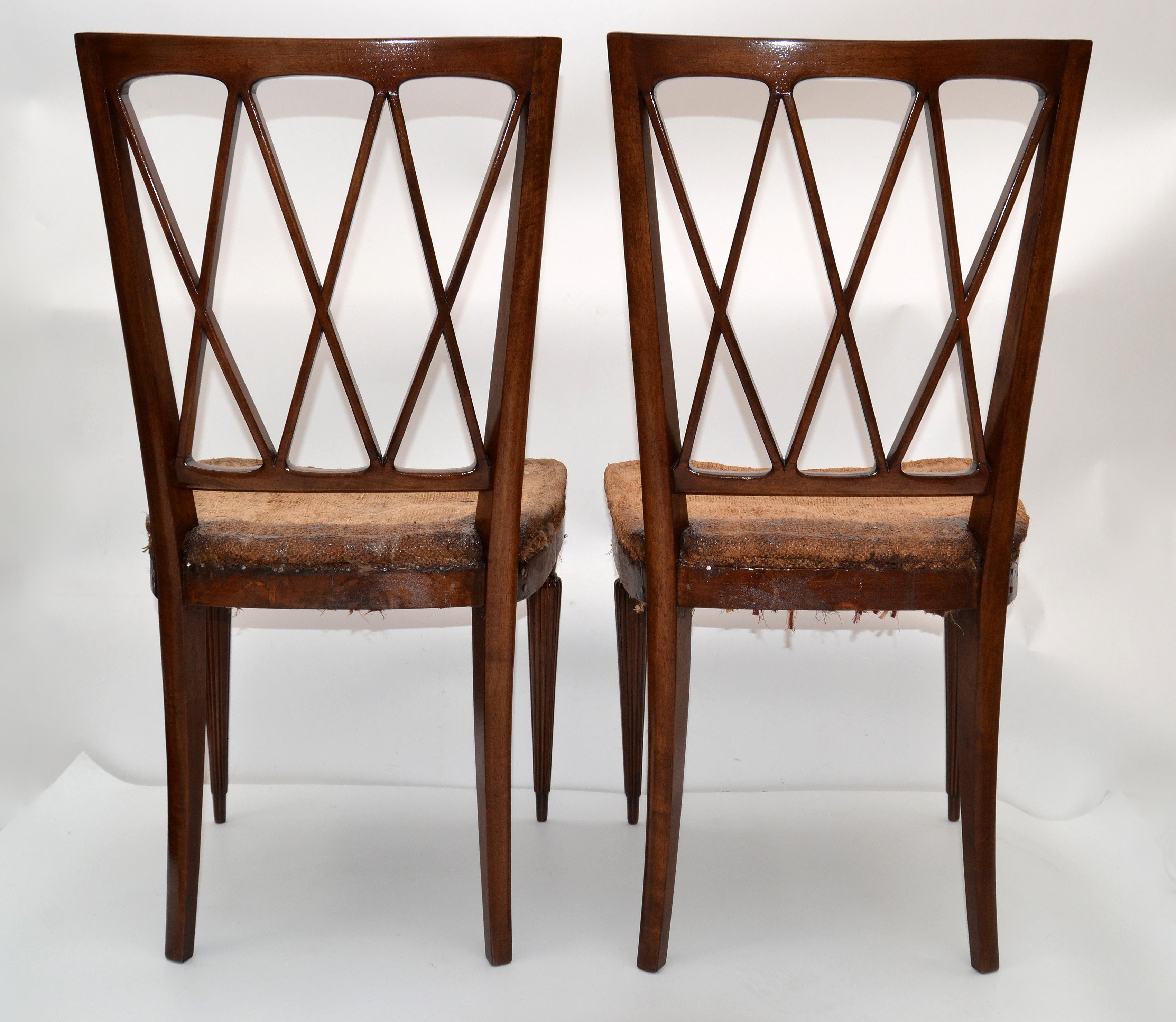 Jute Paolo Buffa Neoclassical Cherrywood Dining Chairs 1940 Italy Set of Six