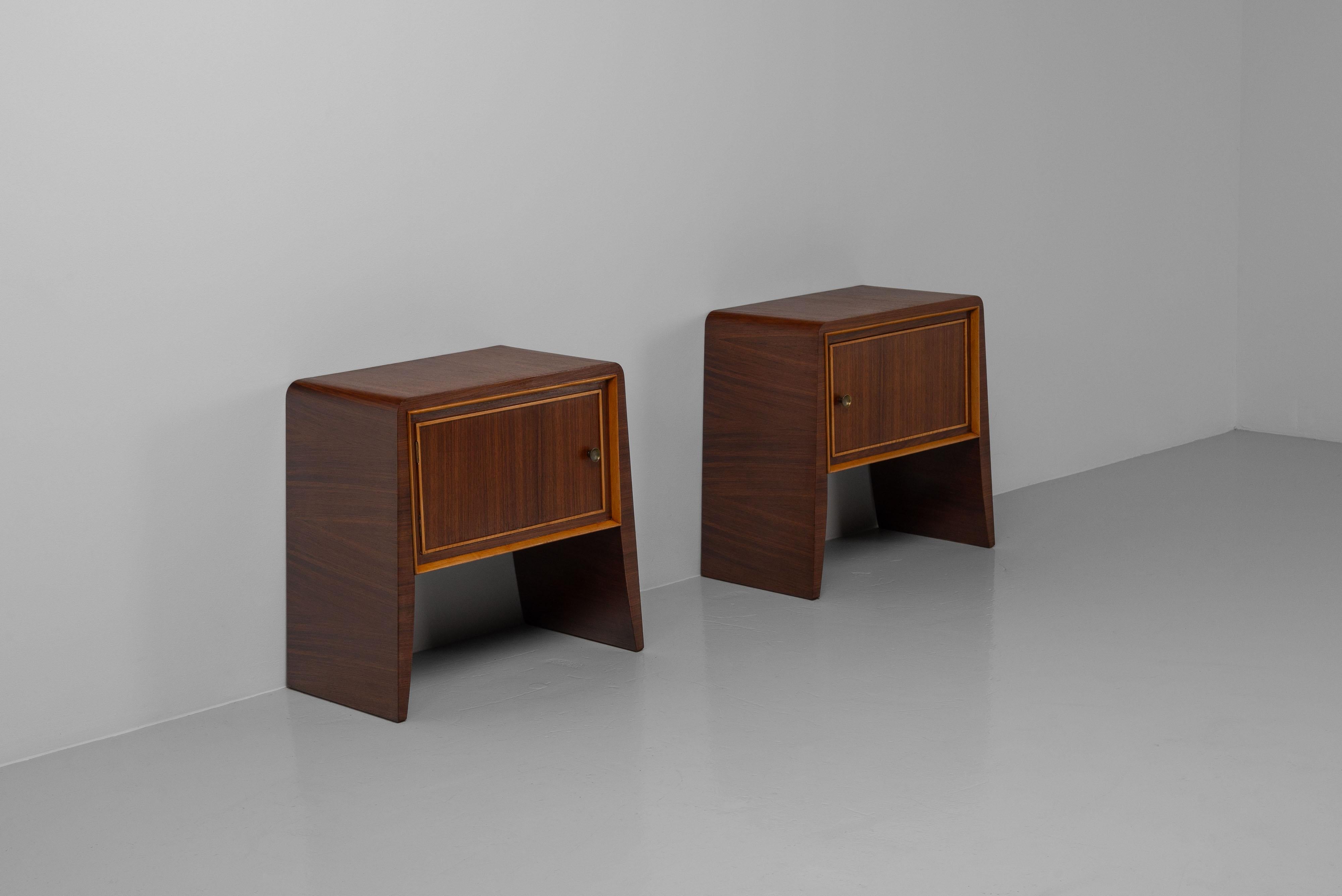 Dutch Paolo Buffa night cabinets pair Italy 1950 For Sale