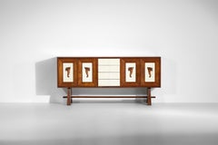 paolo buffa or guglielmo ulrich style italian enfilade 60's parchment sideboard