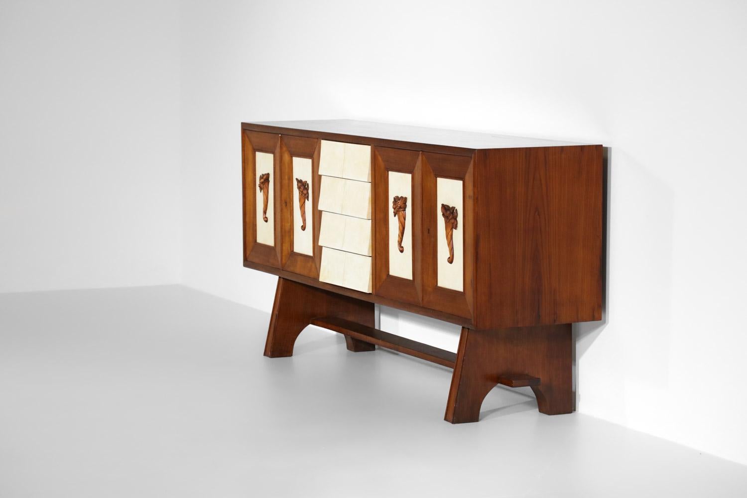 Mid-20th Century paolo buffa or guglielmo ulrich style italian enfilade 60's parchment sideboard