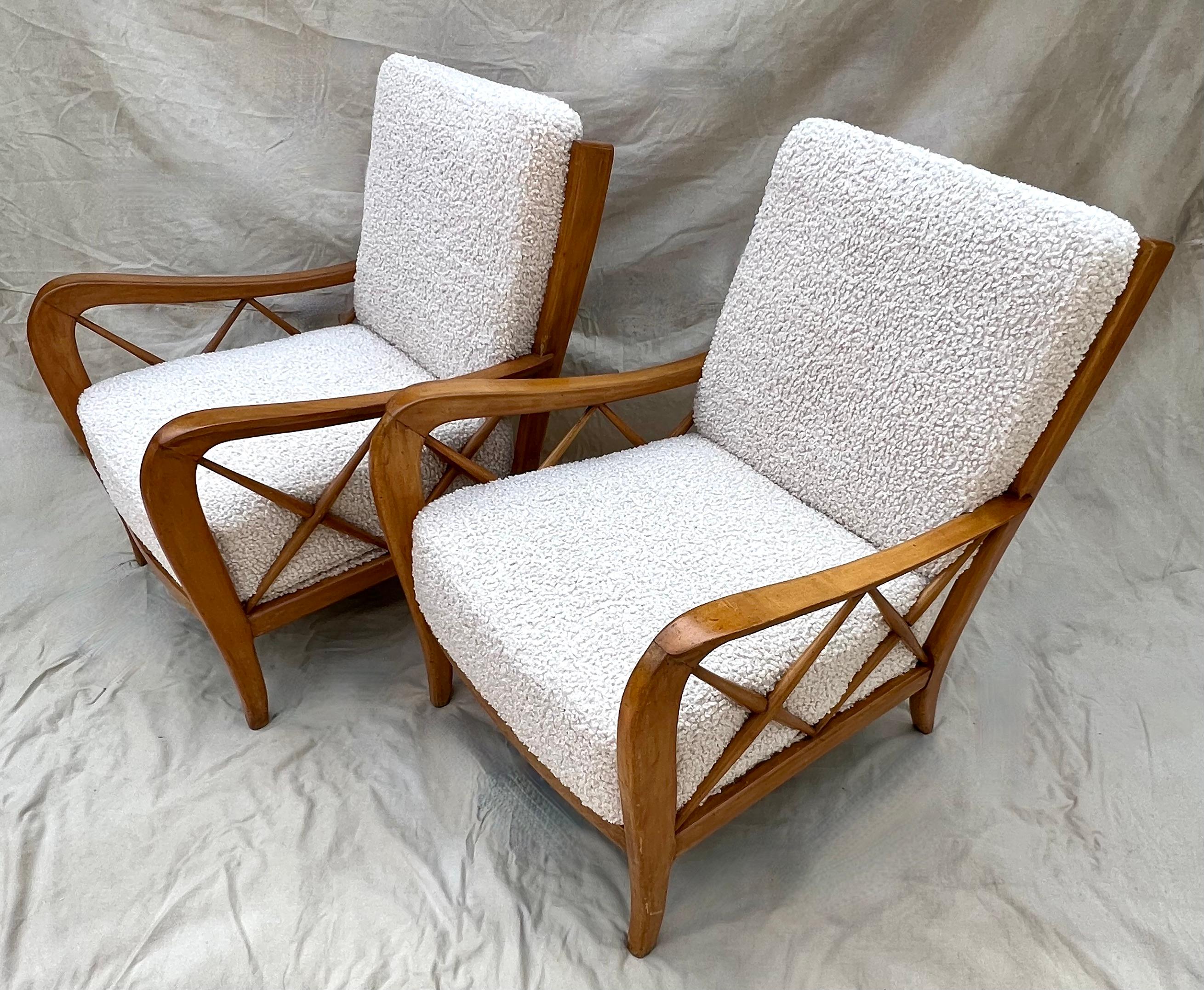 Mid-Century Modern Paolo Buffa Pair Italian Lounge Chairs
