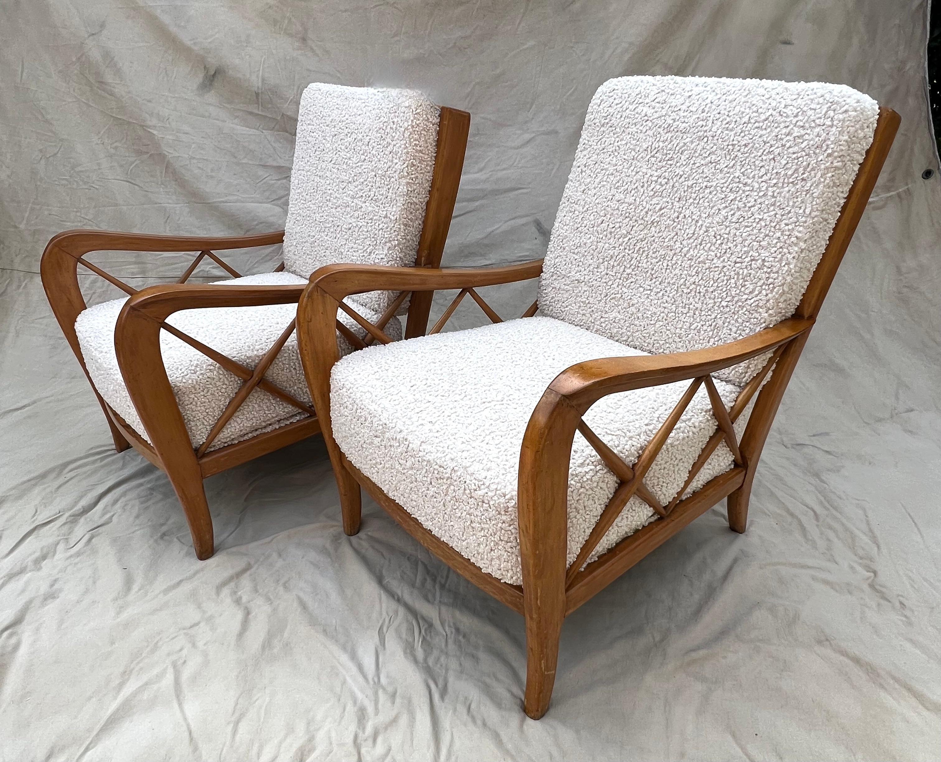 Patinated Paolo Buffa Pair Italian Lounge Chairs