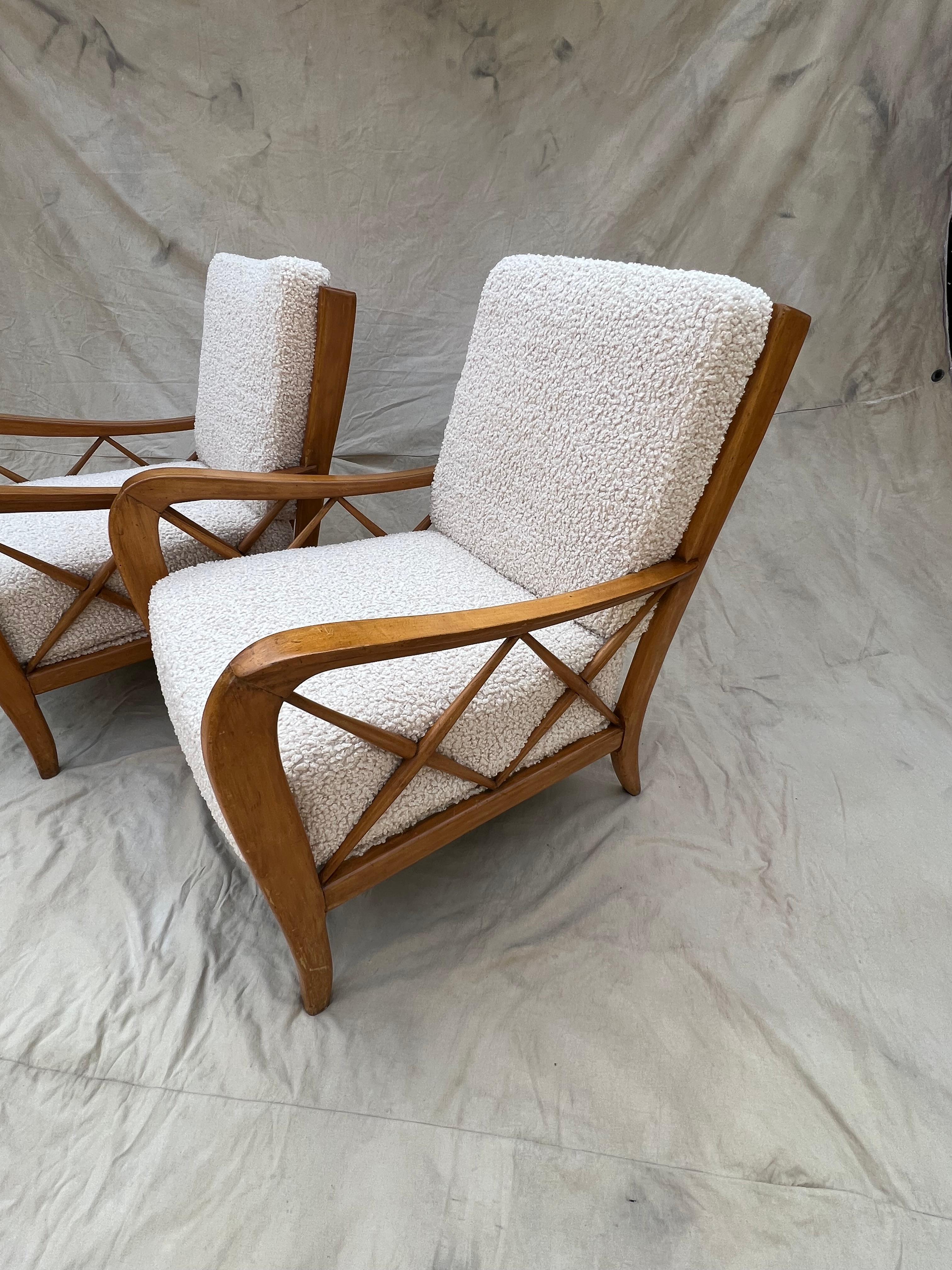 Paolo Buffa Pair Italian Lounge Chairs In Good Condition In Los Angeles, CA