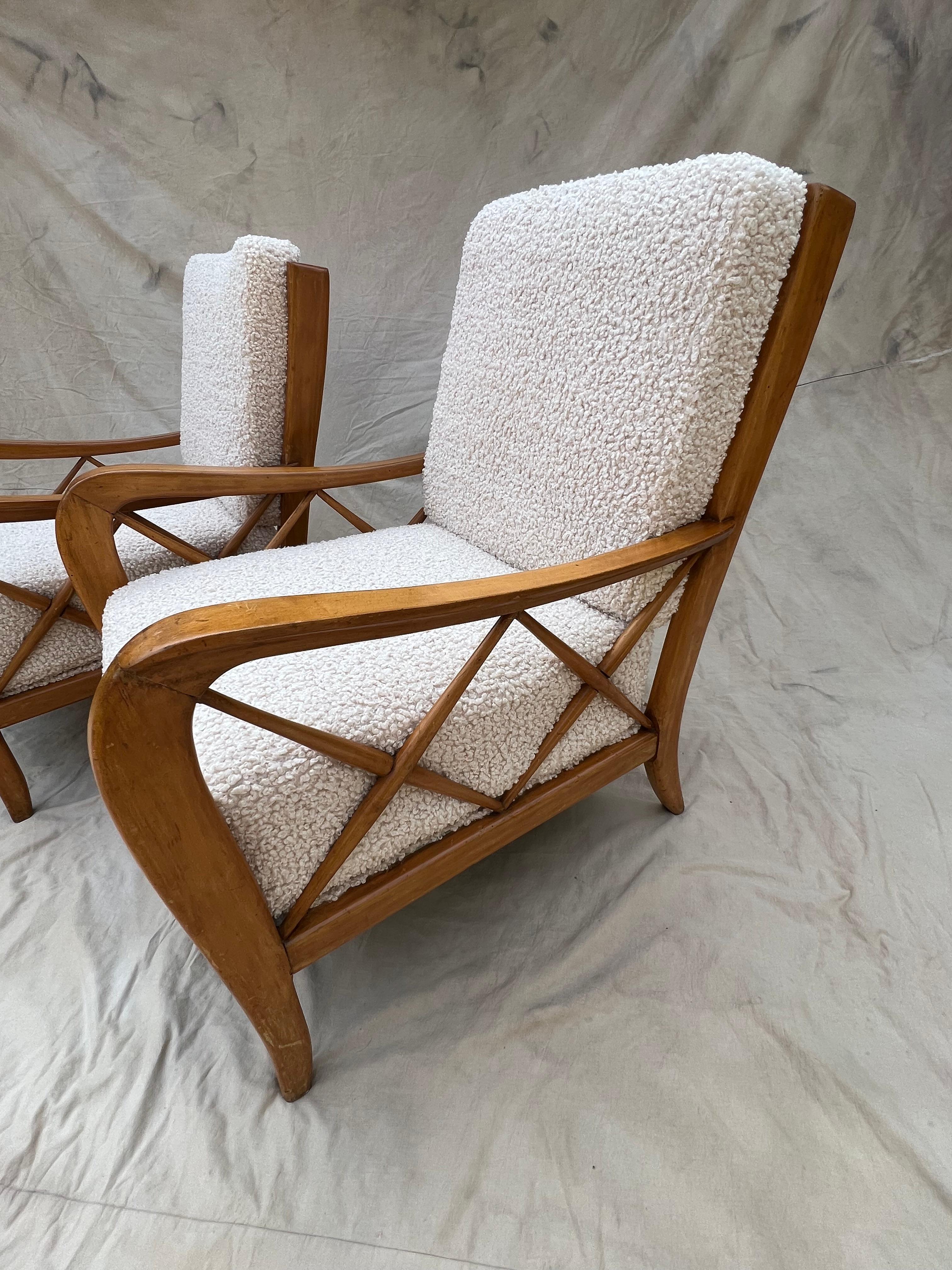 20th Century Paolo Buffa Pair Italian Lounge Chairs