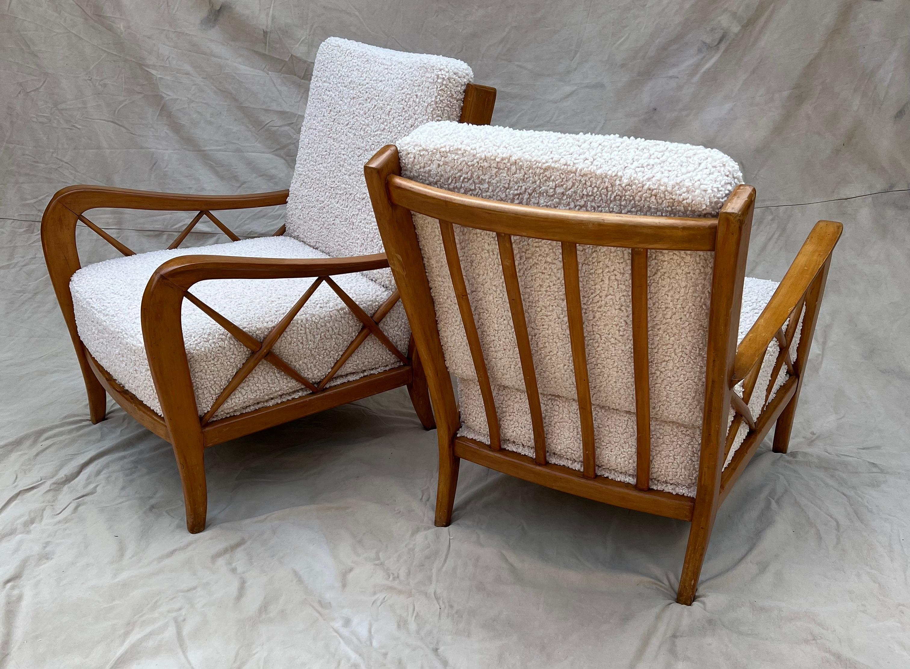 Upholstery Paolo Buffa Pair Italian Lounge Chairs