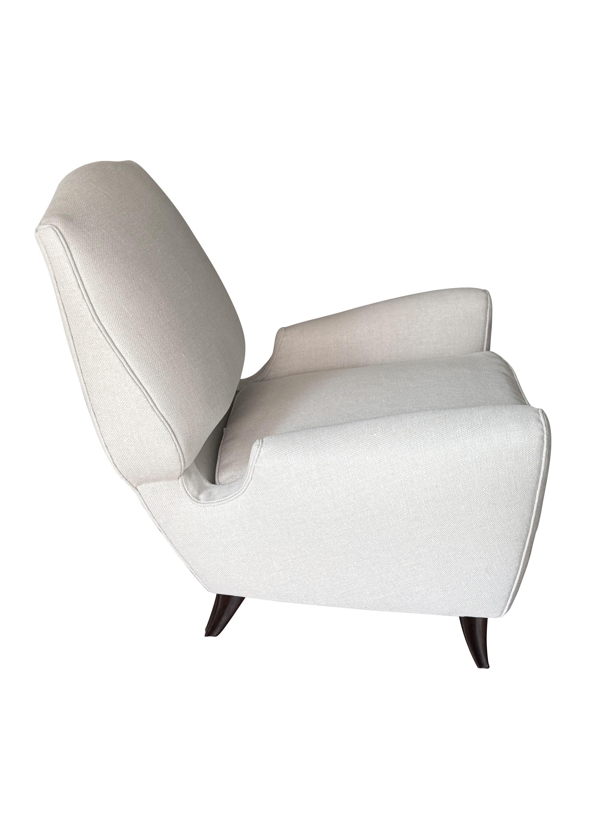 Italian Paolo Buffa Pair Newly Upholstered Side Chairs, Italy, Mid Century