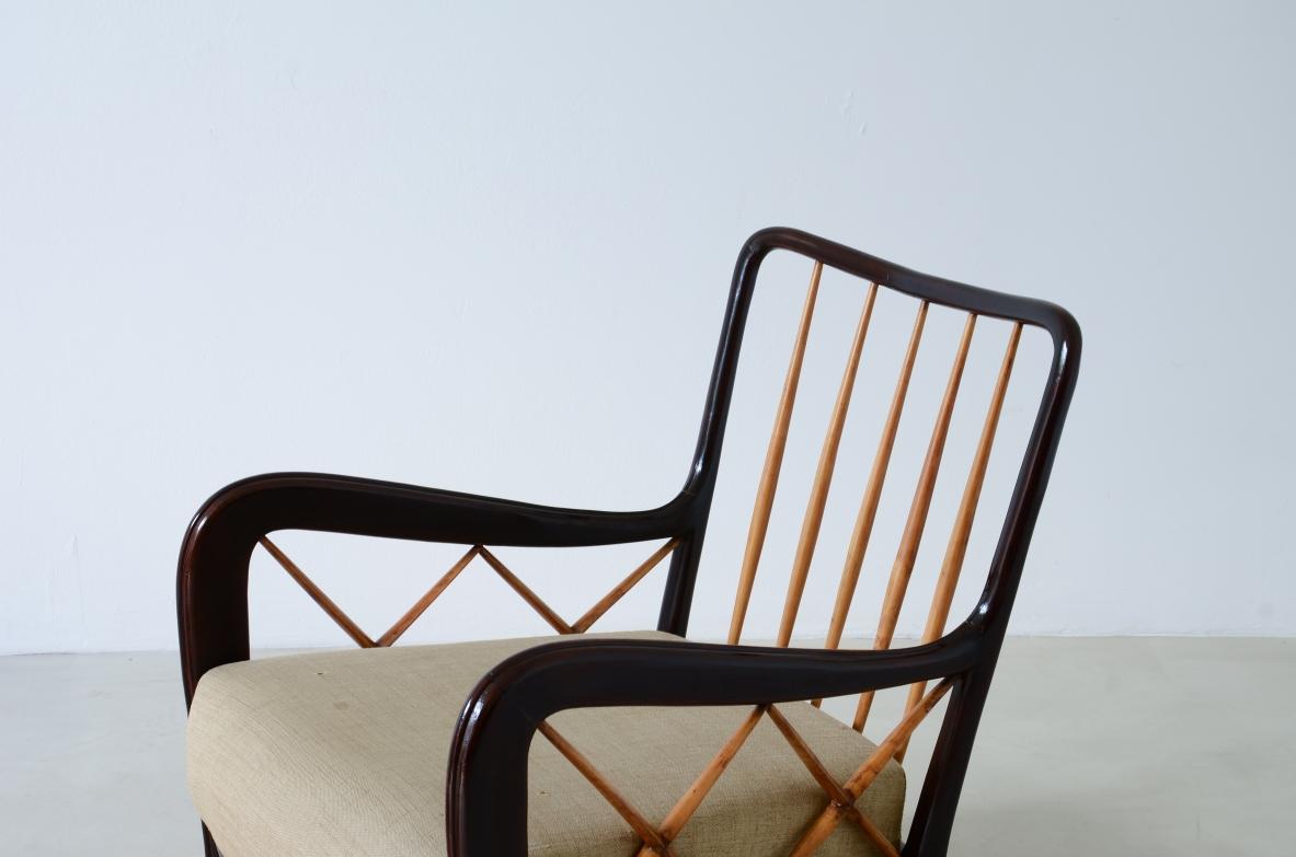 Paolo Buffa  Pareja de sillones de madera teñida y arce rubio en venta 1