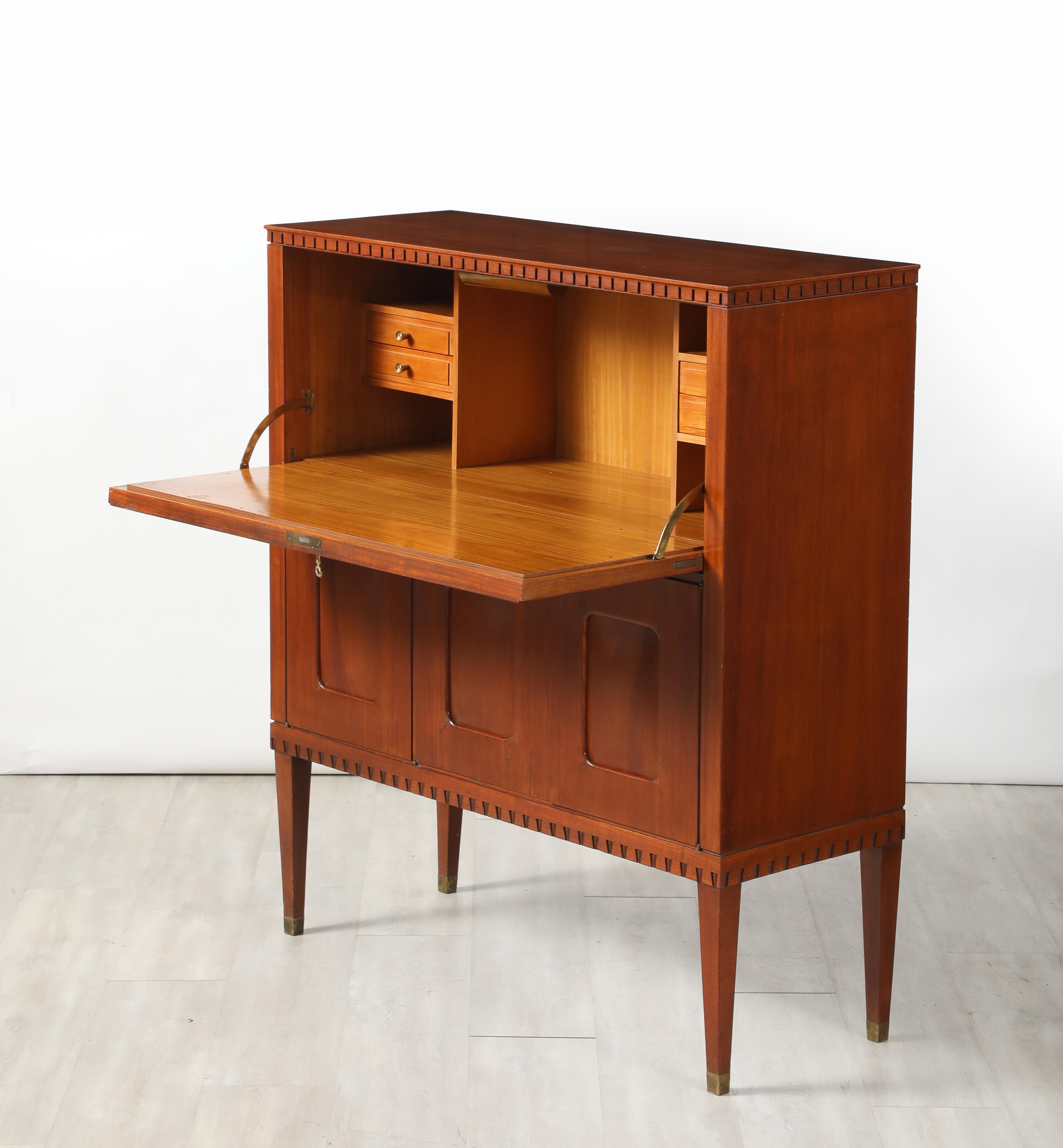 Italiano Paolo Buffa Pair of Cabinets, Dry-Bar Cabinet and Secretary, circa 1950 in vendita