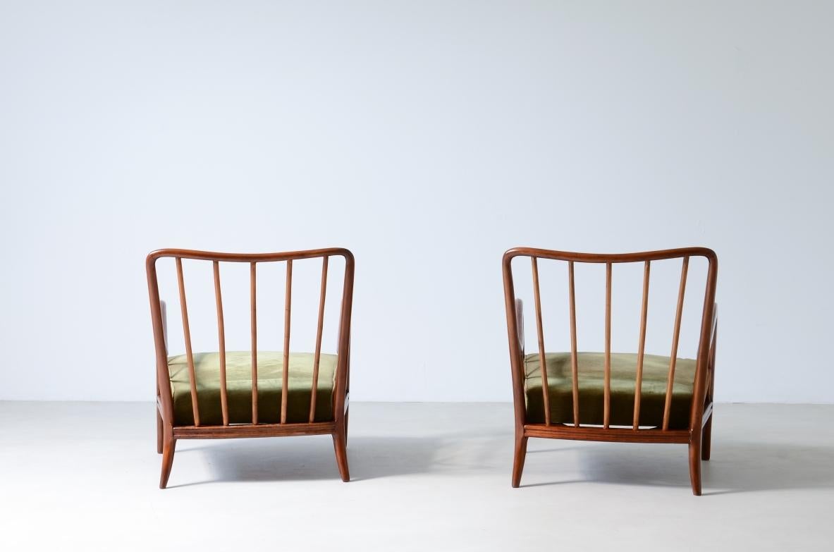 Paolo Buffa, pareja de sillones de madera de cerezo Moderno de mediados de siglo en venta