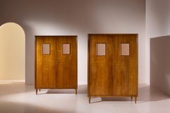 Paolo Buffa pair of chestnut wardrobes manufactured by Valzania, Italy, 1938