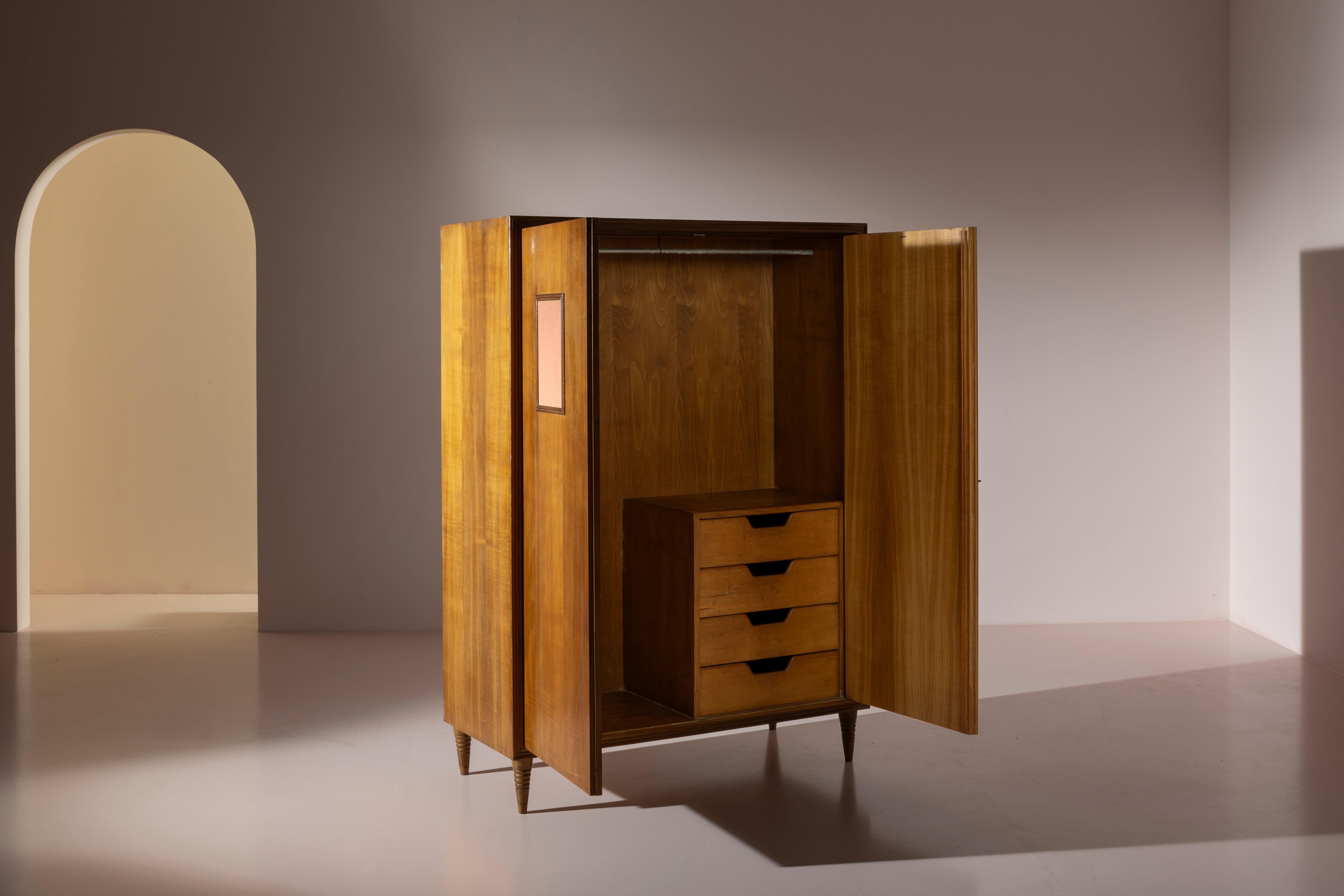 Paolo Buffa pair of chestnut wardrobes manufactured by Valzania, Italy, 1938 2