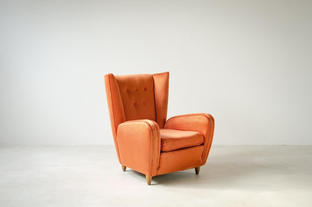 Mid-Century Modern Paolo Buffa, Pair of high back armchairs. For Sale