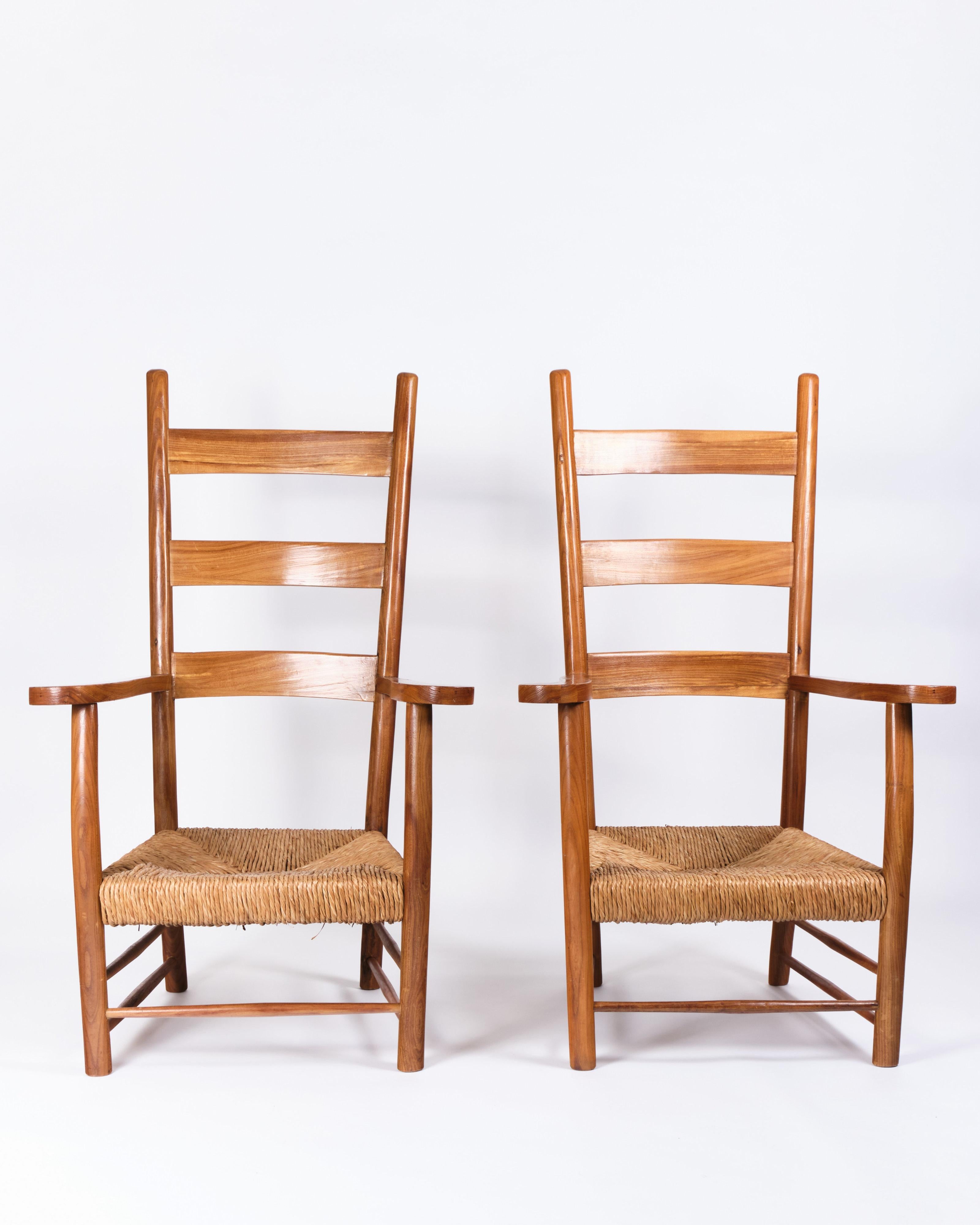 Italiano, anni '50 circa
Legno colorato e giunco naturale 
H118 x W70 x D62 cm