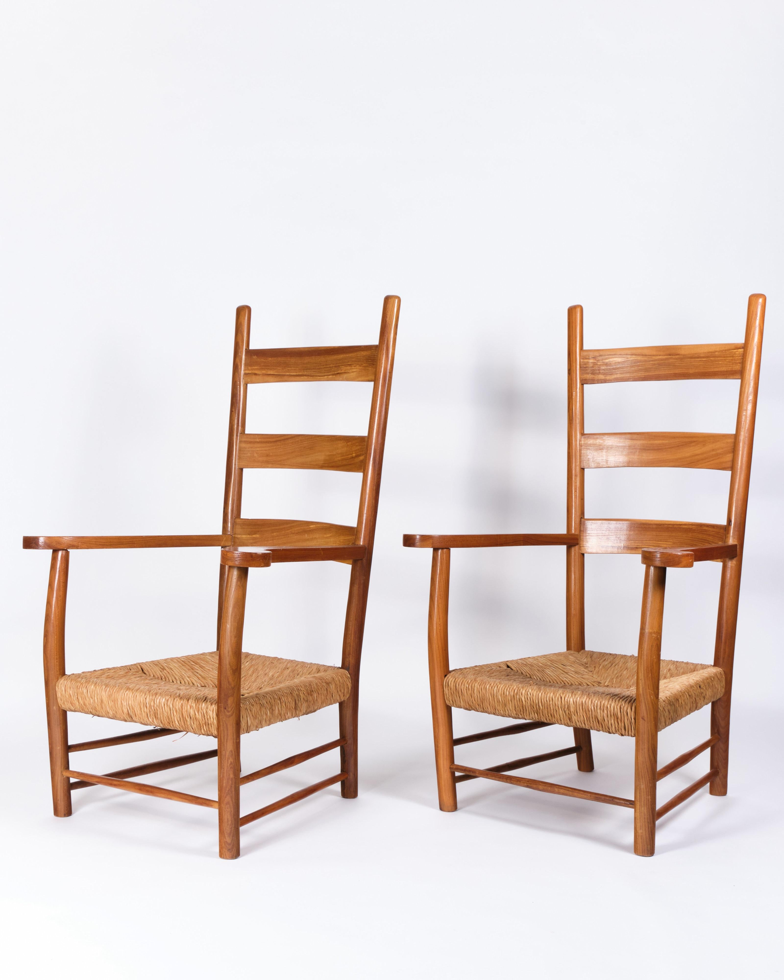 Mid-Century moderno Paolo Buffa, Coppia di poltrone con schienale a scaletta in vendita