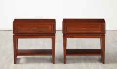 Paolo Buffa Pair of Mahogany Bedside or Night Stand Tables, Italy, ca 1950