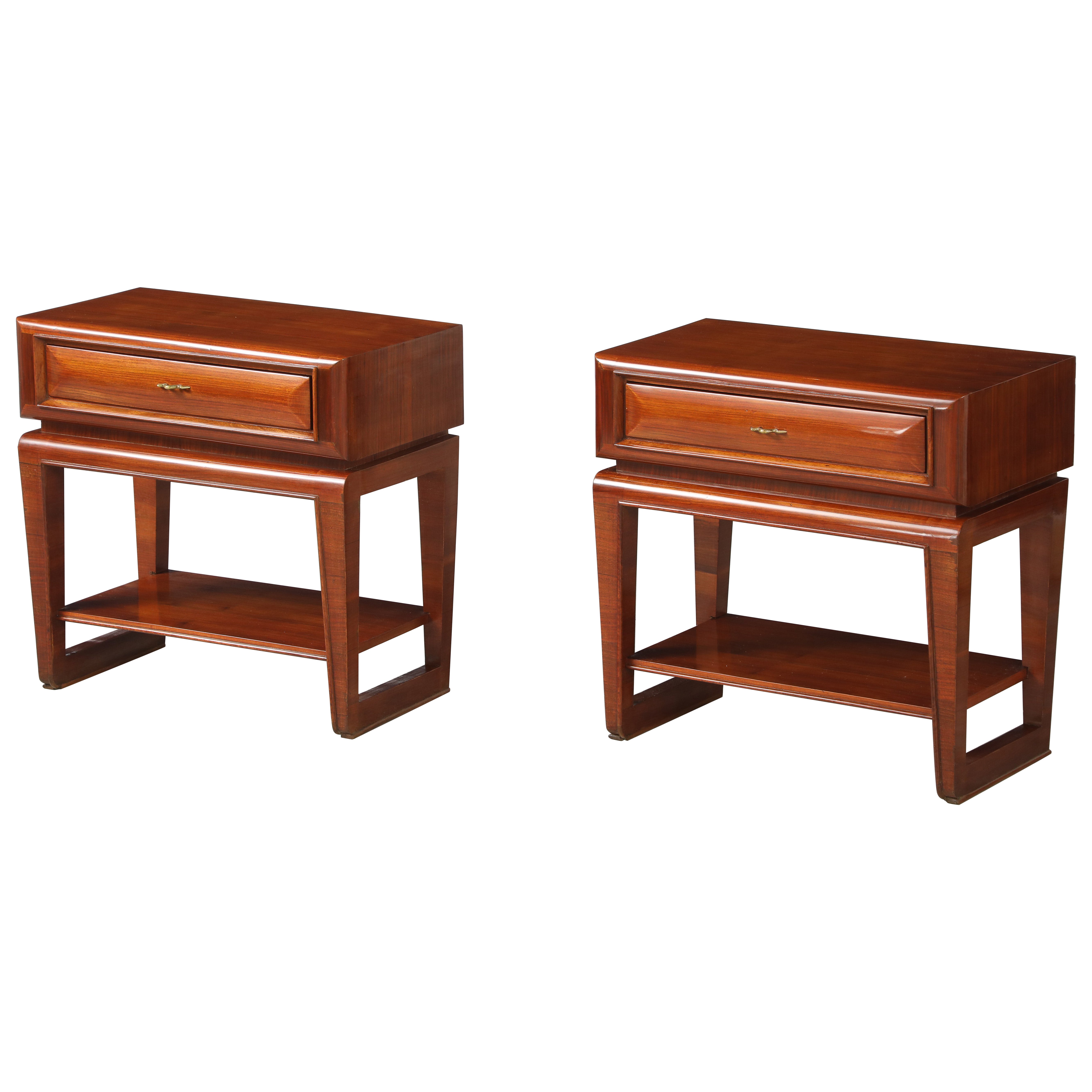 Paolo Buffa Paire de tables de chevet ou de table de nuit en acajou, Italie, vers 1950 en vente