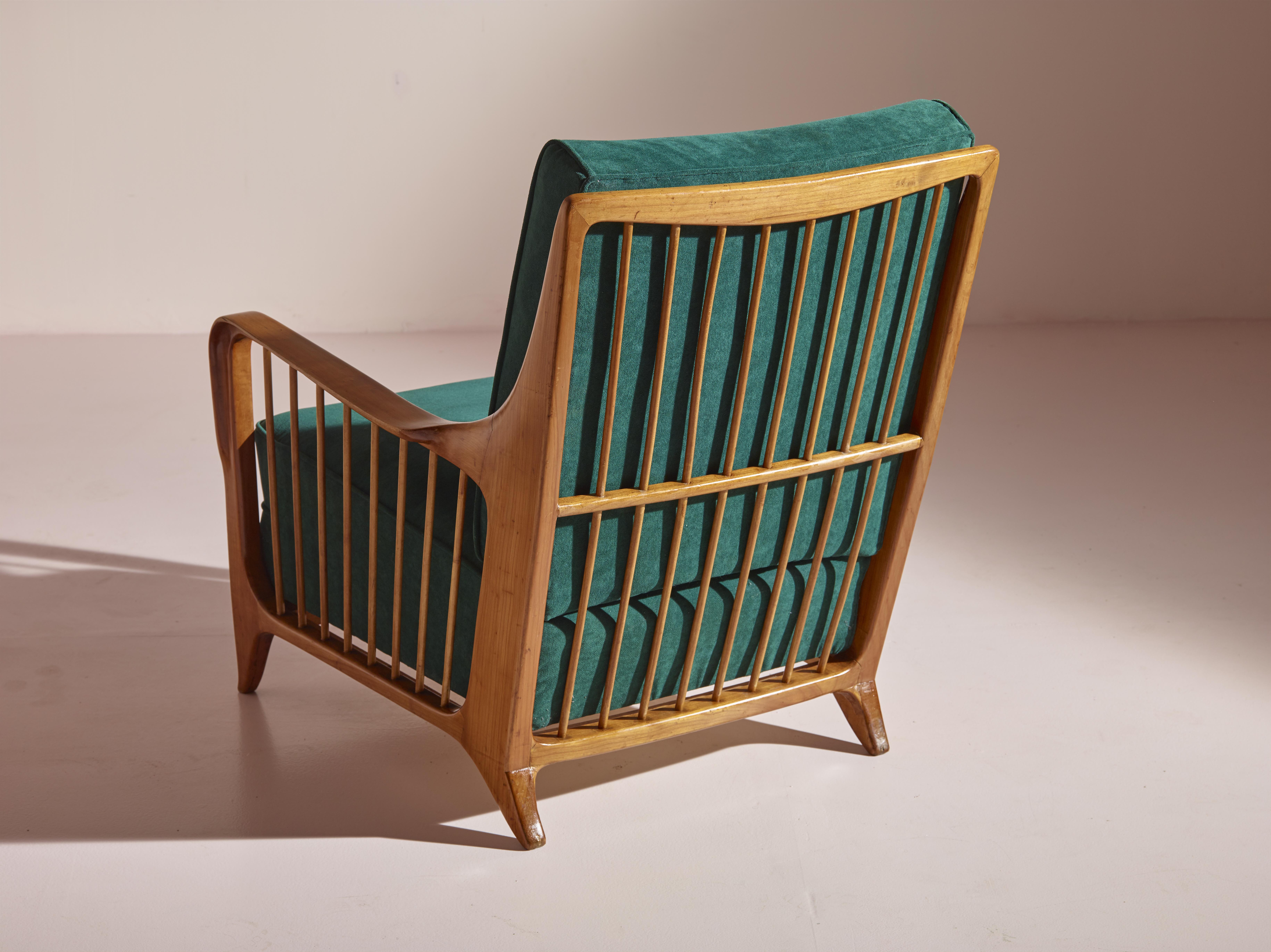 Paar Sessel aus Nussbaum und Stoff von Paolo Buffa, Modell 118/f  im Angebot 4