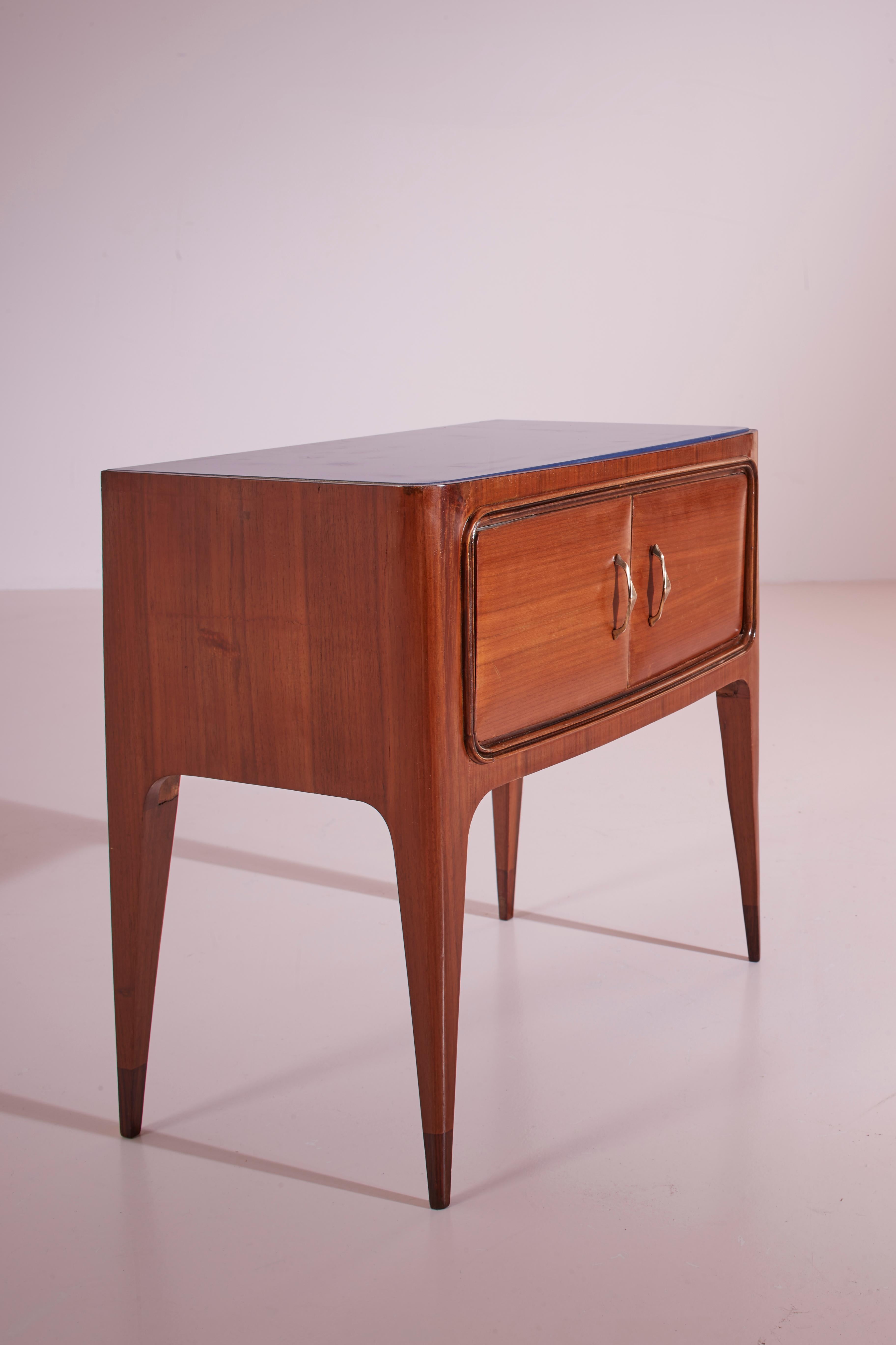 Paolo Buffa pair of wood and glass bedside tables, Italy, 1950s 1