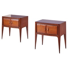 Paolo Buffa pair of wood and glass bedside tables, Italy, 1950s