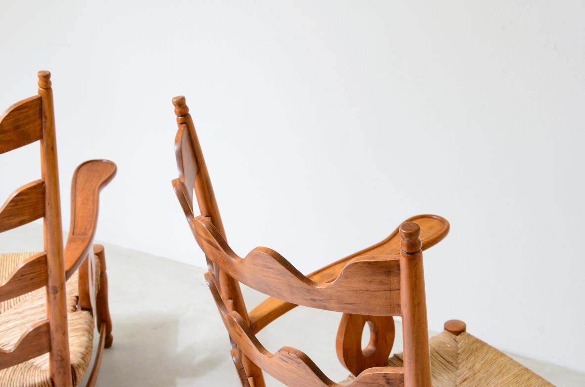 Paolo Buffa, rare paire de fauteuils cerisier avec dossier en forme de vague Excellent état - En vente à Milano, IT